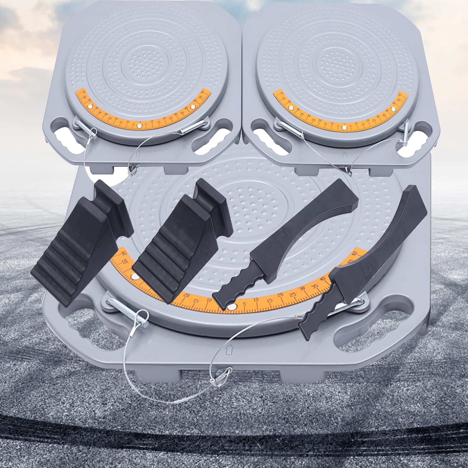 Wheel Alignment Turn Plates Set - 2 Ton Capacity, Includes Transition Bridges & Thrust Blocks for Car & Truck Front End Alignment | Perfect for DIY Auto Repair Shops & Professional Mechanics