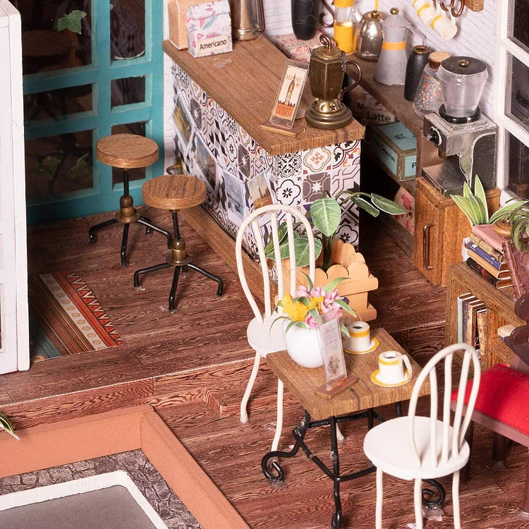 Rolife Simon's Coffee Shop DIY Miniature Dollhouse Kit - Creative Craft Kit for Adults & Teens, Perfect for Home Decor, Gift Giving & Relaxation