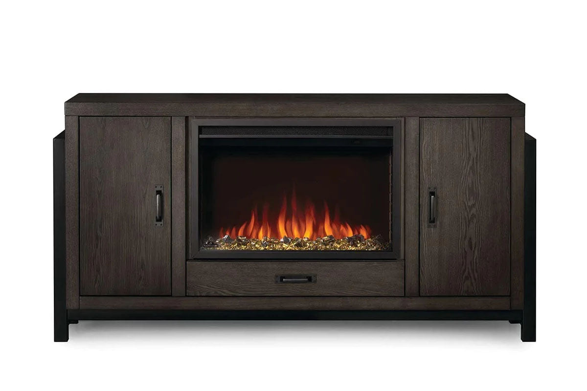 Napoleon Franklin 30'' Oak Media Console with Electric Firebox - Perfect for Living Room Home Theater & Cozy Fireplace Ambience