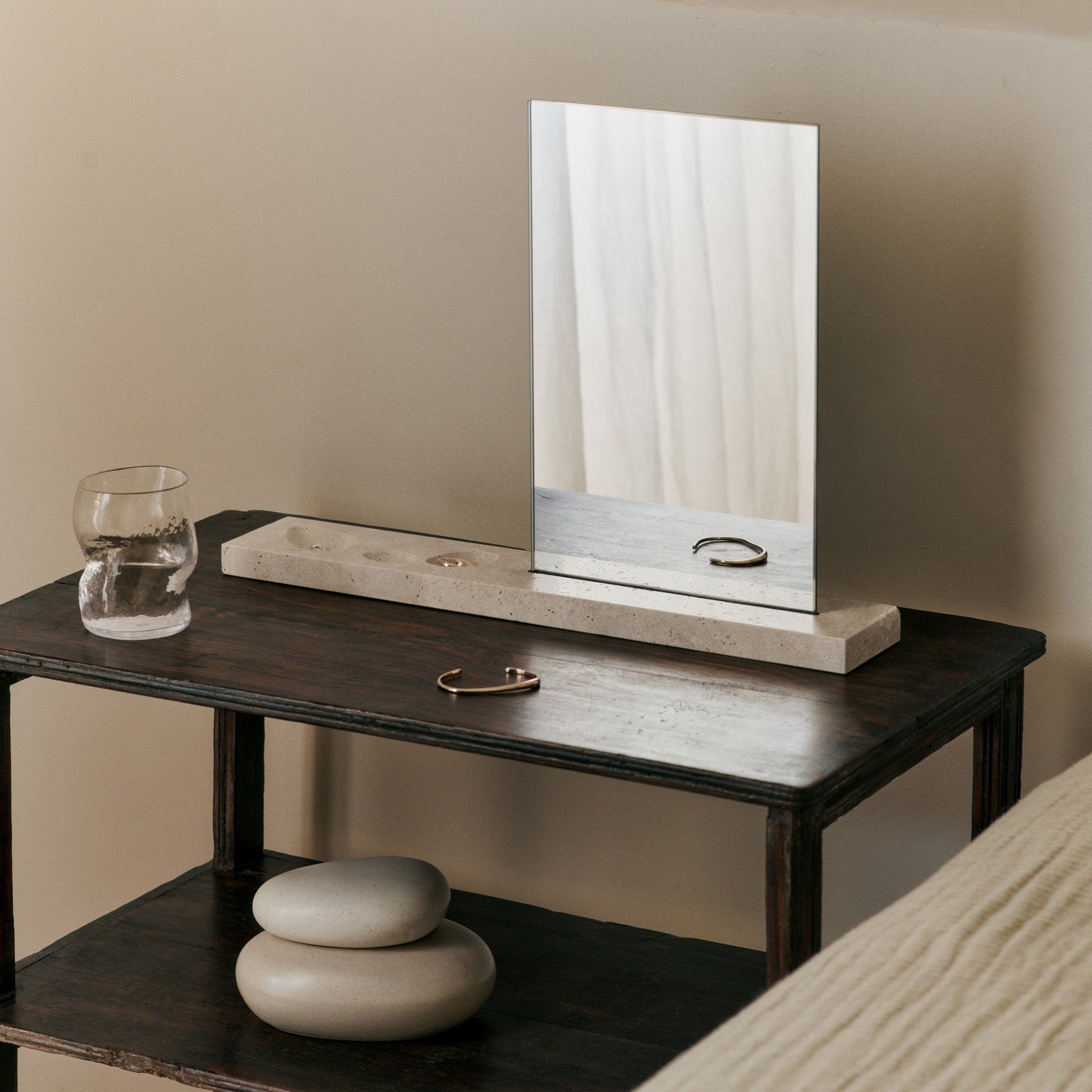 FERM LIVING Pebble Box - Medium Size 11cm Height in Sand/Cream - Stylish Storage for Home Decor, Bathroom Organizer & Jewelry Holder