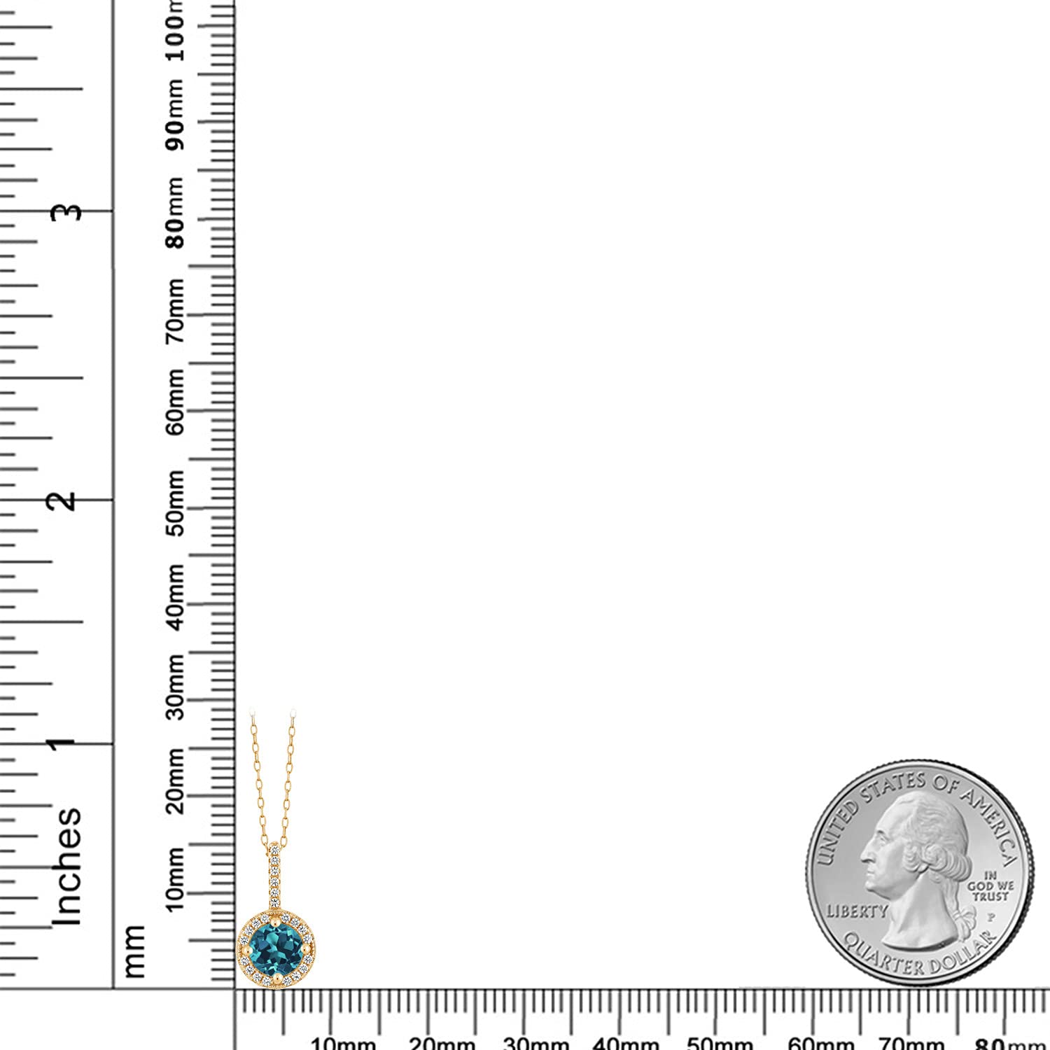 1.36 Ct Round London Blue Topaz Pendant - 18K Yellow Gold Plated Sterling Silver Jewelry for Women - Elegant Necklace for Gifts, Weddings & Special Occasions