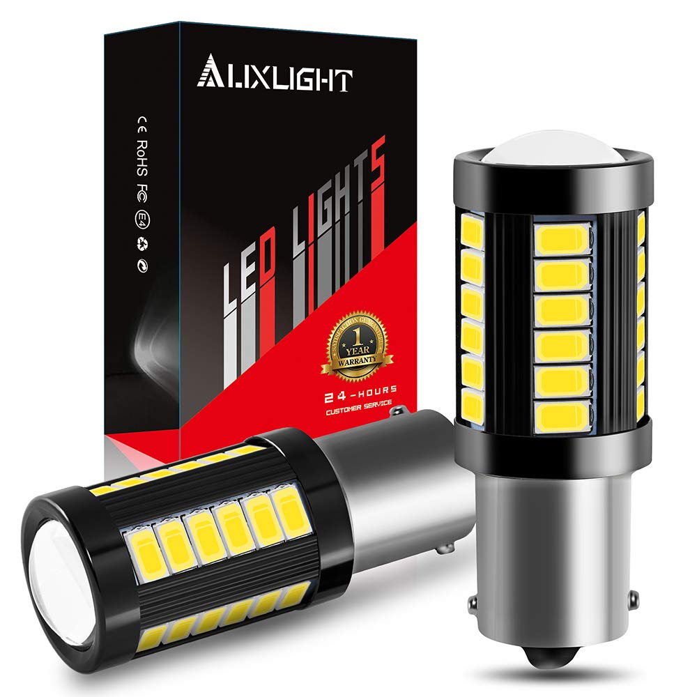 AUXLIGHT 1400 Lumens BA15S LED Bulbs - 1156 7506 1141 Replacement - Super Bright 6000K Xenon White for Backup Reverse Lights, Tail Brake & Parking Lights - Low Power Consumption - Perfect for Cars, Trucks & Motorcycles (Pack of 2)