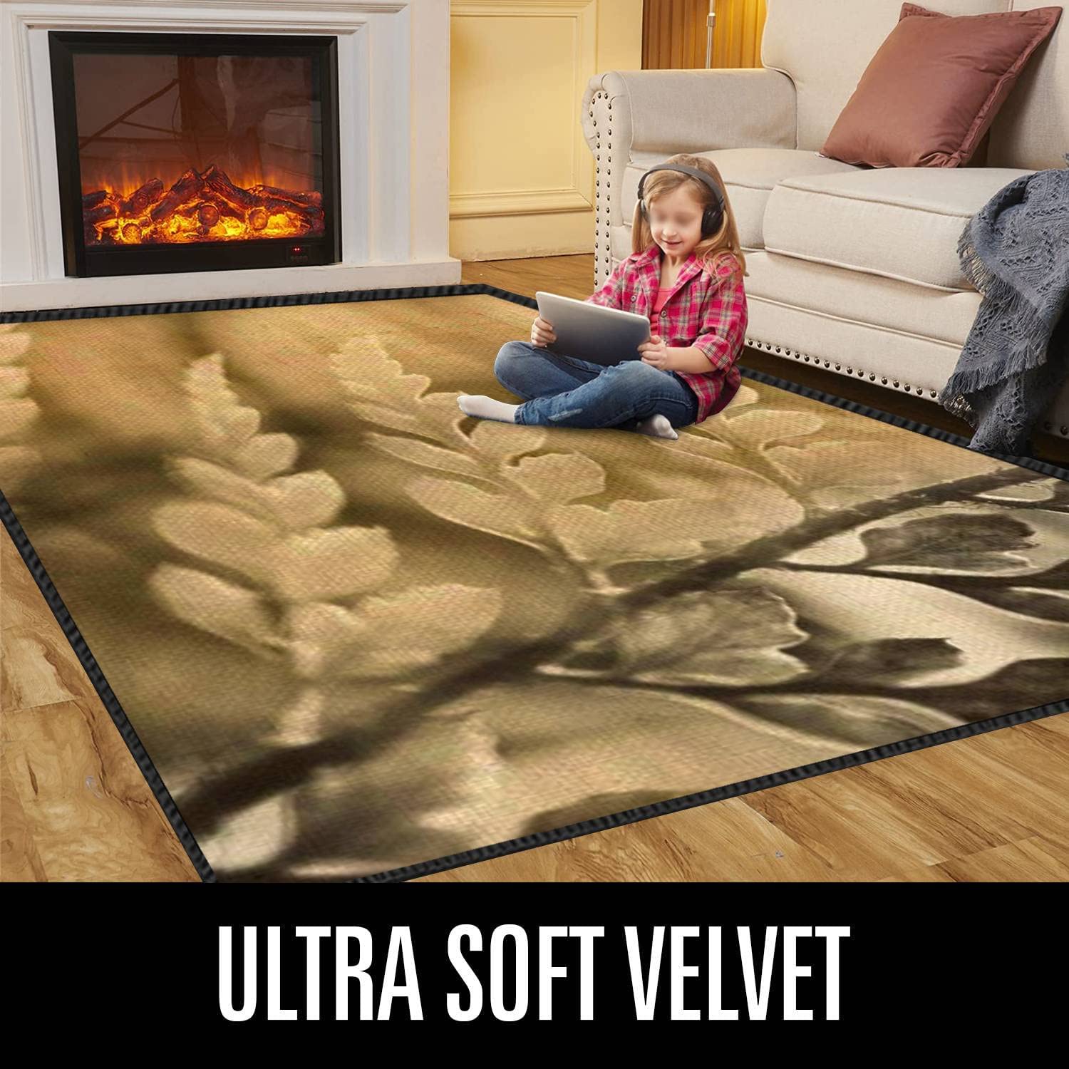 Modern Abstract Fern Area Rug - Non-Slip Soft Indoor/Outdoor Carpet for Living Room, Bedroom & Kids Room - Perfect for Home Decor, Yoga Space and Cozy Reading Nook