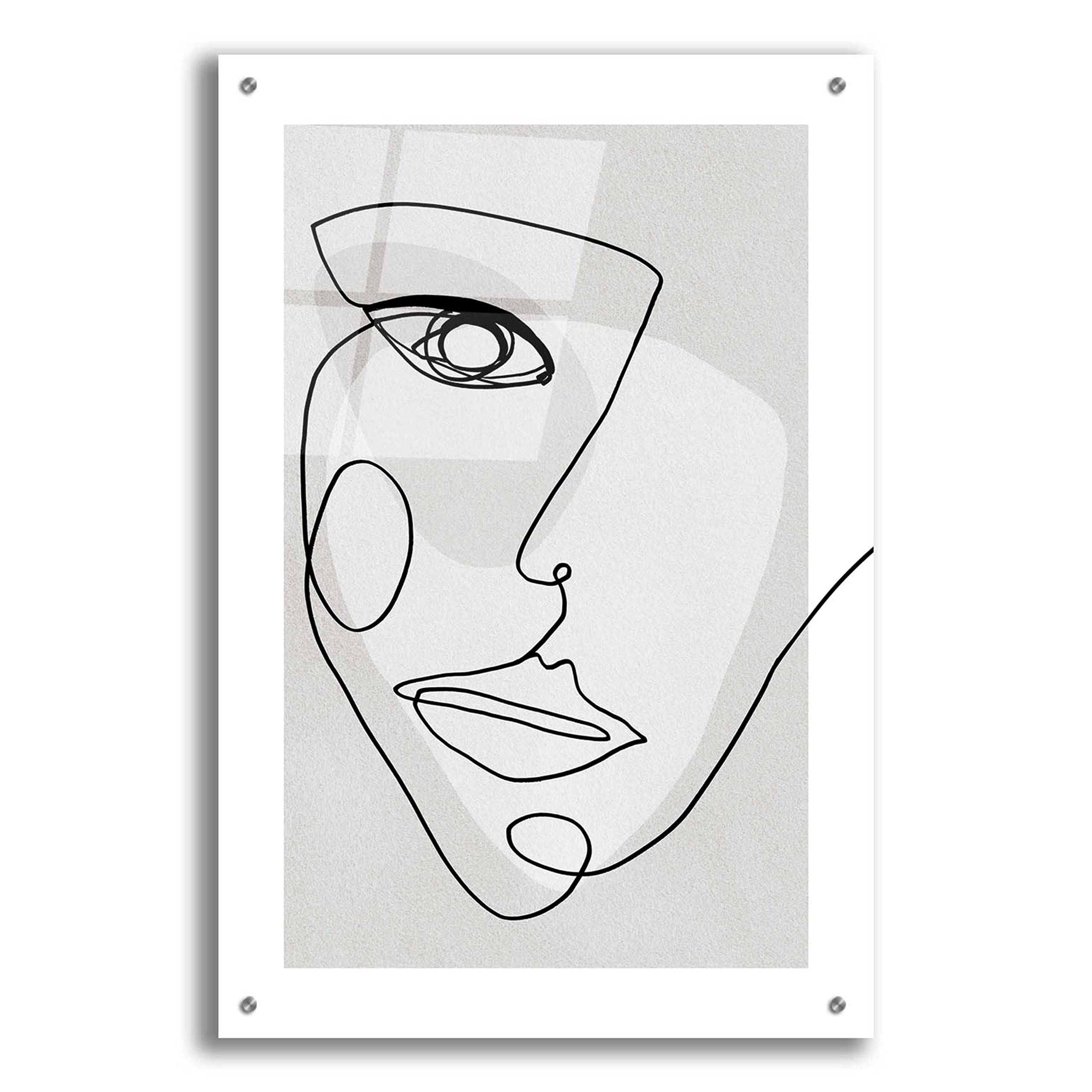 Epic Art 'Face Line 4' by Design Fabrikken - Modern Acrylic Glass Wall Art Decor - 24x36 Inches - Perfect for Living Room, Bedroom or Office Wall Decor