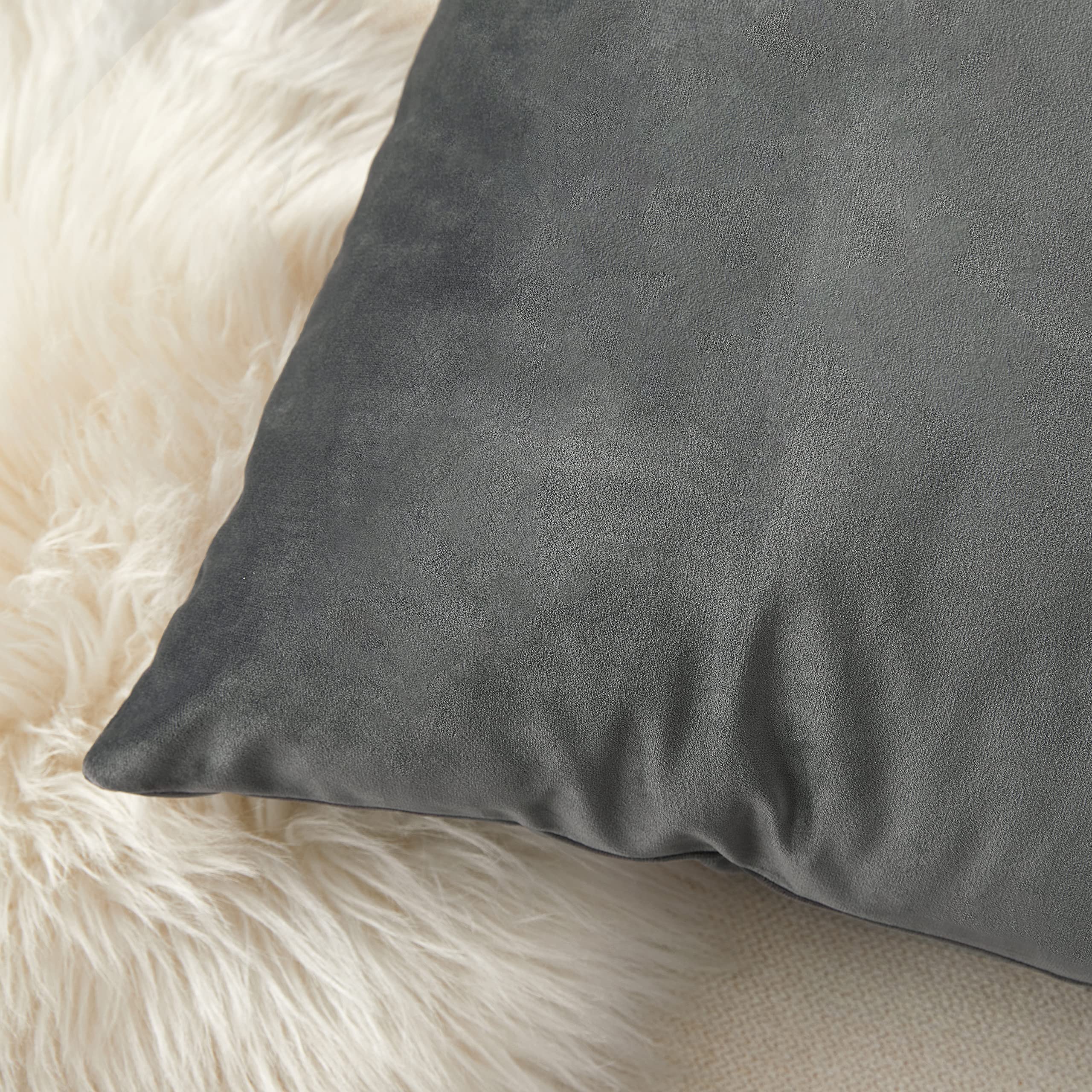 2 Pack Dark Grey Velvet Pillow Covers 20x20 Inches - Soft Decorative Throw Pillow Cases for Sofa, Couch & Bed Decor - Perfect for Living Room, Bedroom & Home Styling