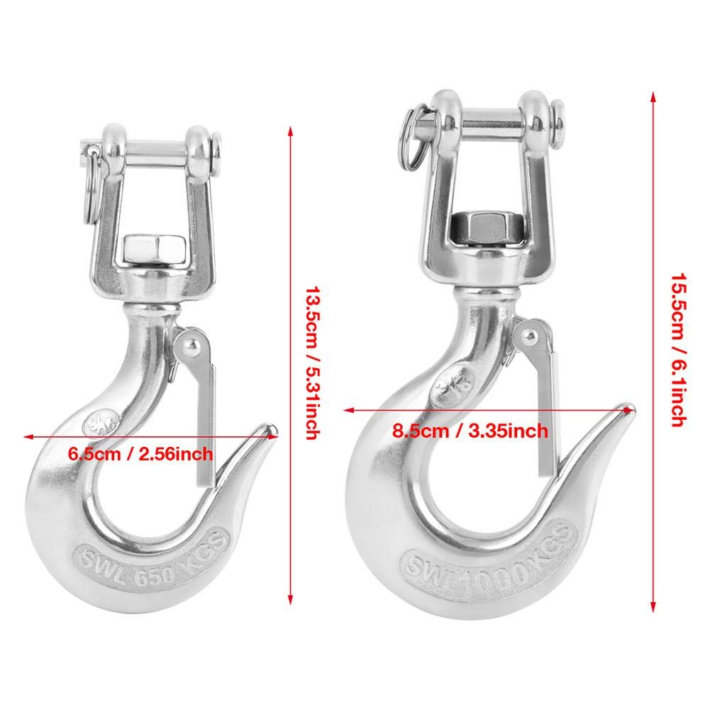 650kg Stainless Steel Swivel Lifting Hook with 360° Rotation & Safety Clevis - Heavy Duty Crane Chain Hook for Construction, Marine, and Industrial Hoisting Applications