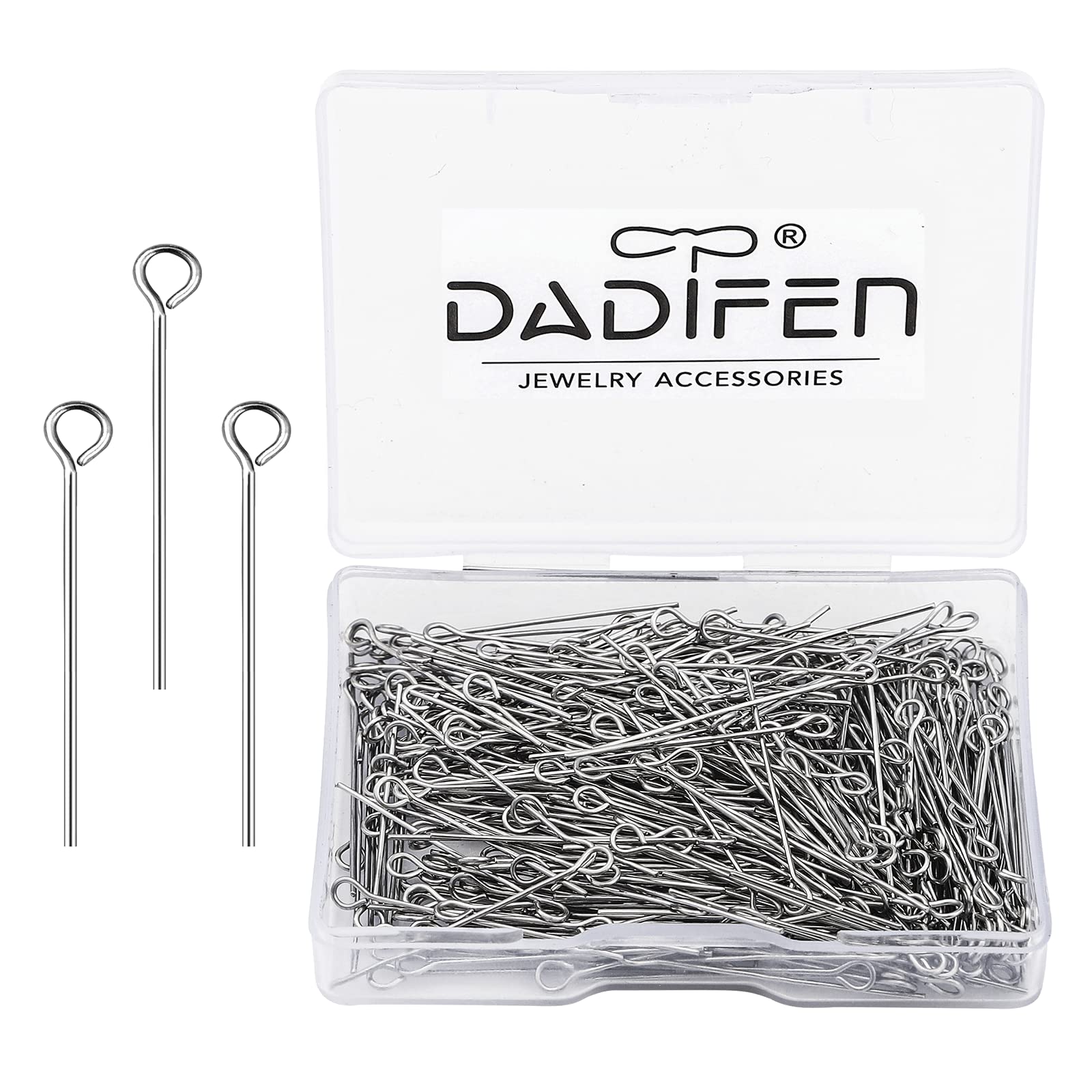 304 Stainless Steel Jewelry Eye Pins - 0.6x30mm 24 Gauge Silver Head Open Eye Pins (400pcs/Box) - Perfect for DIY Earrings, Necklaces, Bracelets & Charm Jewelry Making - Durable Findings for Professional & Hobby Crafters
