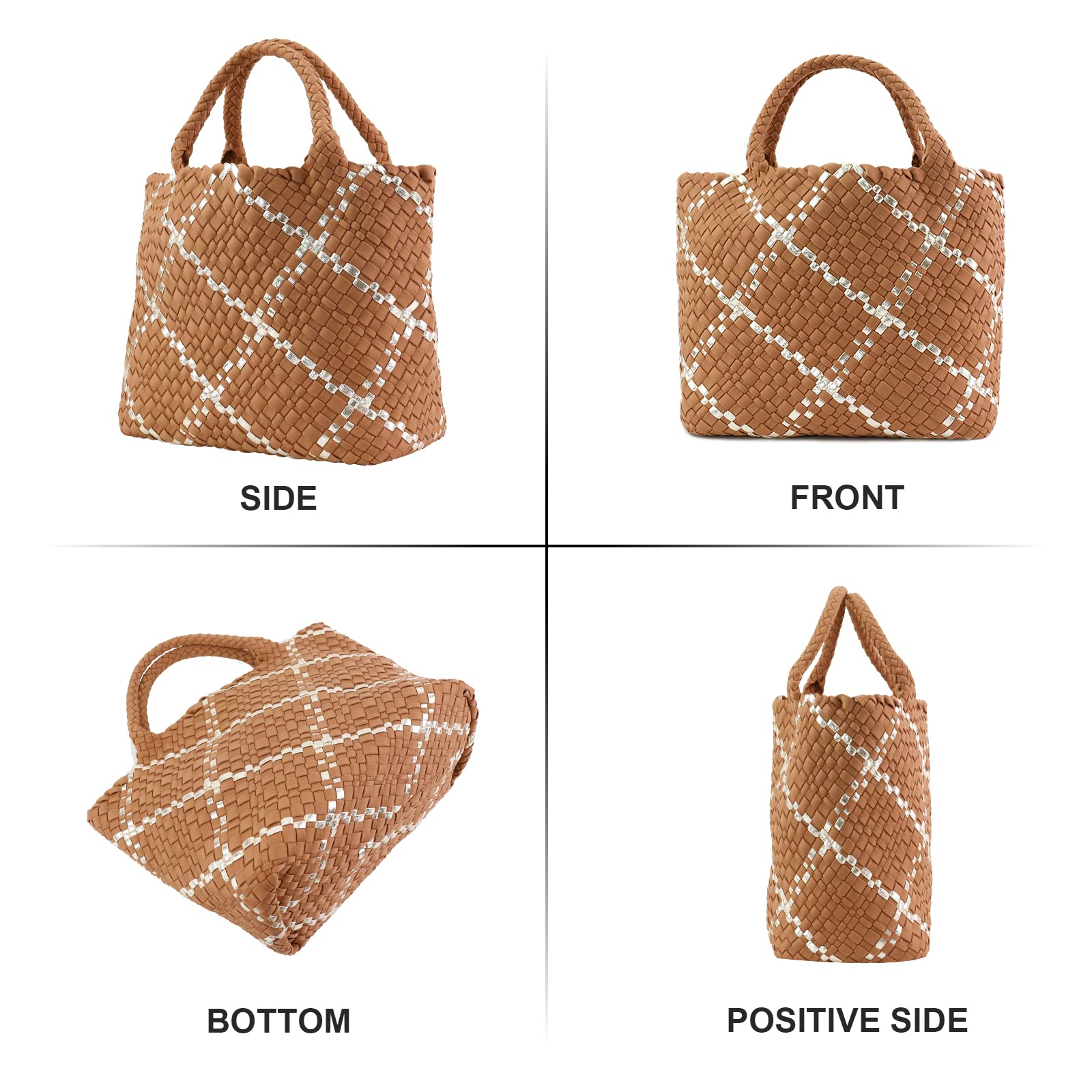 ORAD Women's Large Neoprene Tote Bag - Stylish Woven Handbag with Roomy Shoulder Strap for Beach, Gym, Travel & Work | Durable Waterproof Work Tote for Women Professionals & Commuters