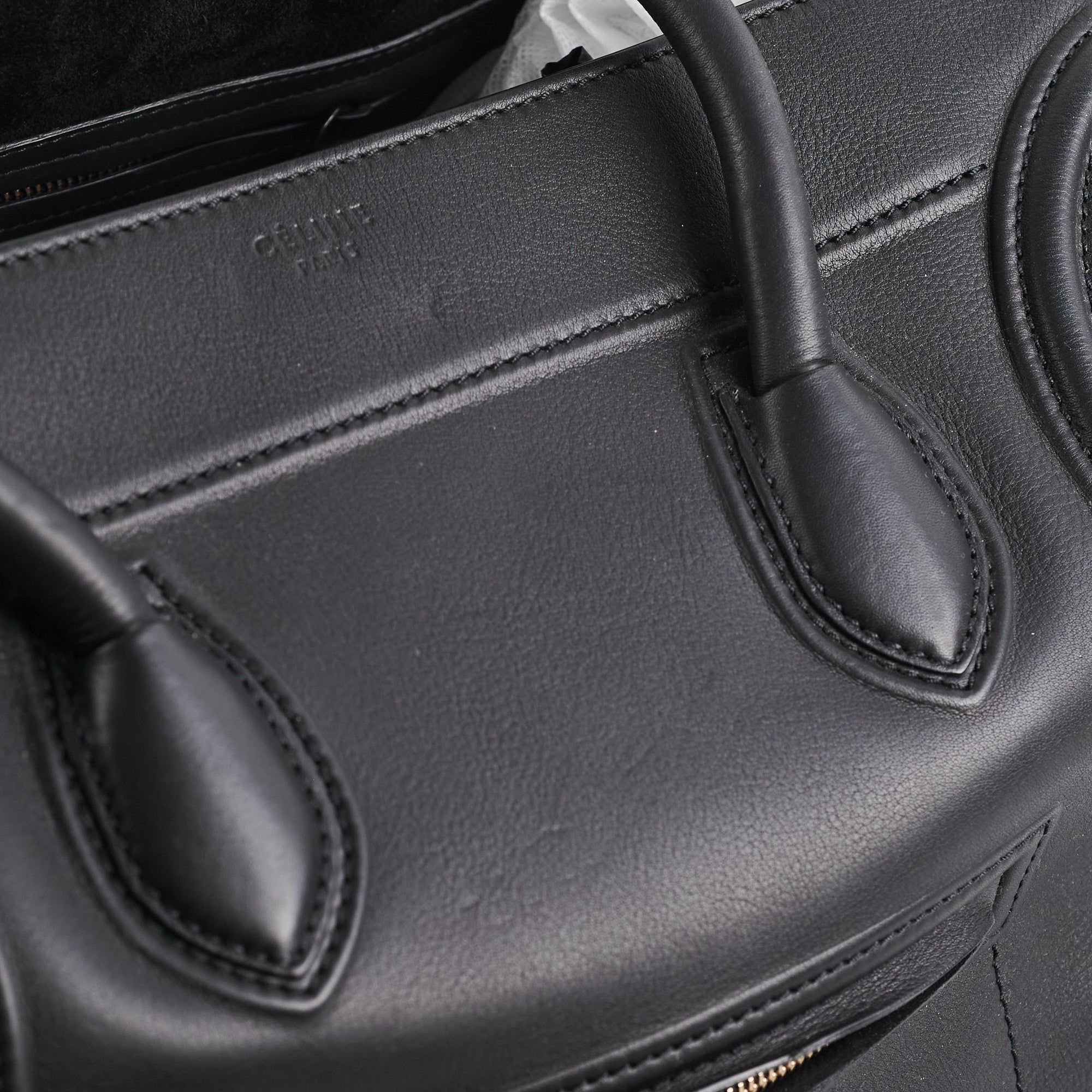 Celine Luggage Phantom Large Black Leather Tote Bag for Women - Stylish Designer Handbag for Work, Travel & Everyday Use