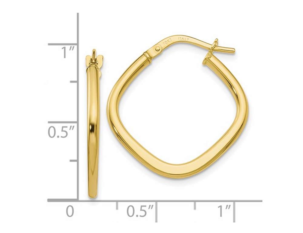 10K Yellow Gold Square Hoop Earrings 1 Inch (2.25mm) - Classic Minimalist Jewelry for Women, Perfect for Everyday Wear, Office & Special Occasions