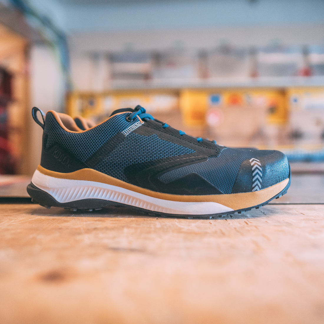 Kodiak Quicktrail Men's Composite Toe Work Safety Athletic Shoes - Lightweight & Slip-Resistant for Construction & Outdoor Work (Navy/Gold) | Perfect for Job Sites, Hiking & Industrial Environments