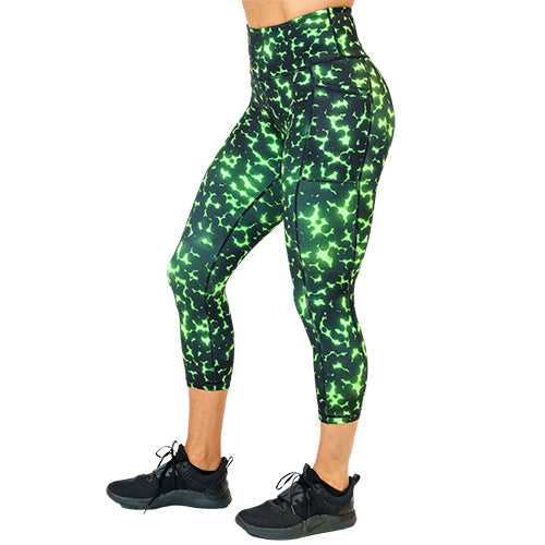 Radioactive Green Leggings for Women - High Waist Yoga Pants for Workout, Running & Fitness | Trendy Activewear for Gym & Daily Wear