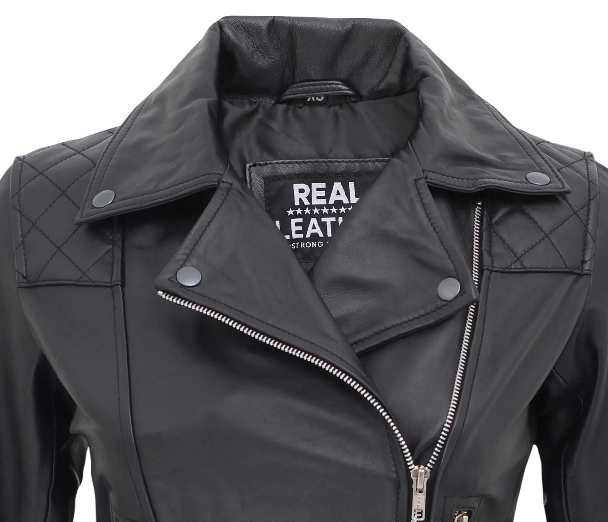Blingsoul Genuine Leather Jackets for Women - Asymmetrical Biker Jacket with Zipper | Stylish Outerwear for Motorcycle Riding, Night Out & Fashion Streetwear