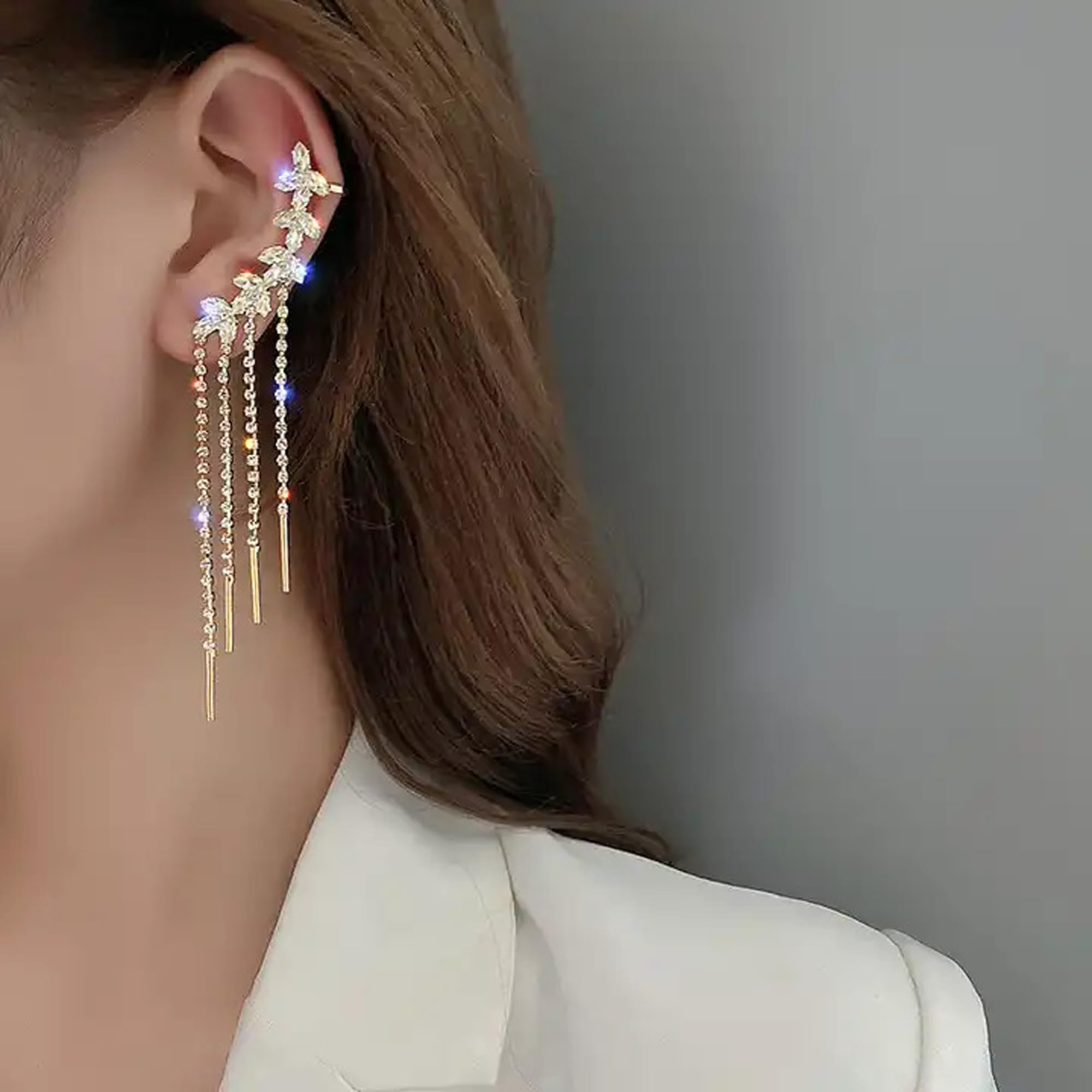 Gold Plated Korean Long Tassel Drop Earrings for Women - Fashion Frill Dangle Earrings Jewelry Gift for Girls | Perfect for Parties, Weddings & Date Nights