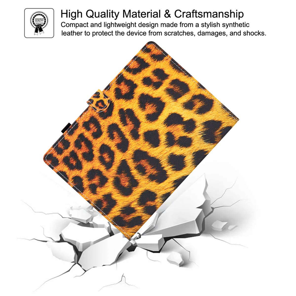 10 Inch Universal Tablet Case - Premium Leather Folio Stand Cover with Pocket for iPad, Galaxy, Kindle, Huawei, Lenovo, Android & Dragon Touch 9.6-10.5