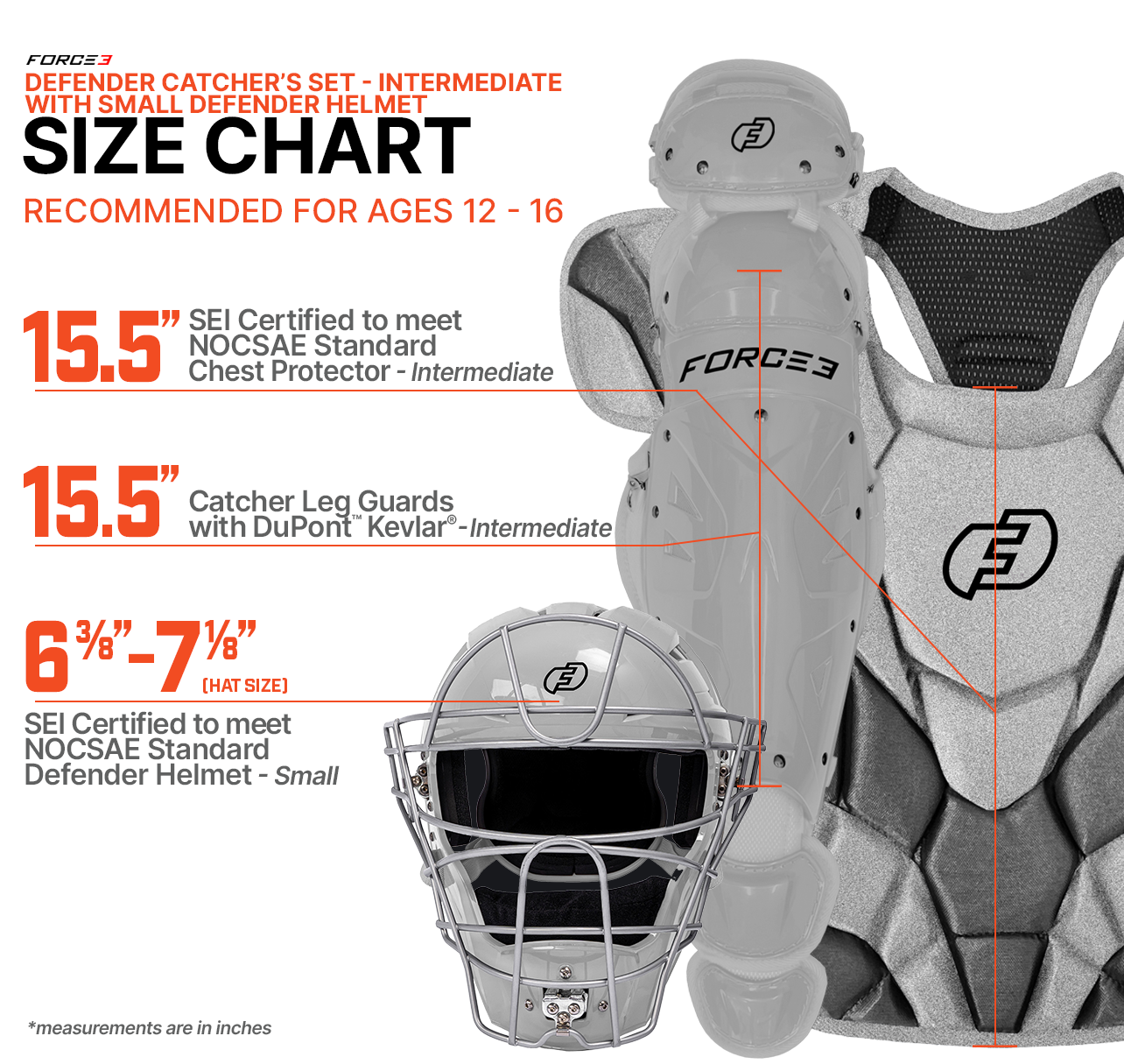 FORCE3 Defender Baseball Catcher's Helmet Set for Youth (Ages 12-16) | NOCSAE Certified Protective Gear | Perfect for Baseball Games, Practice & Training Sessions