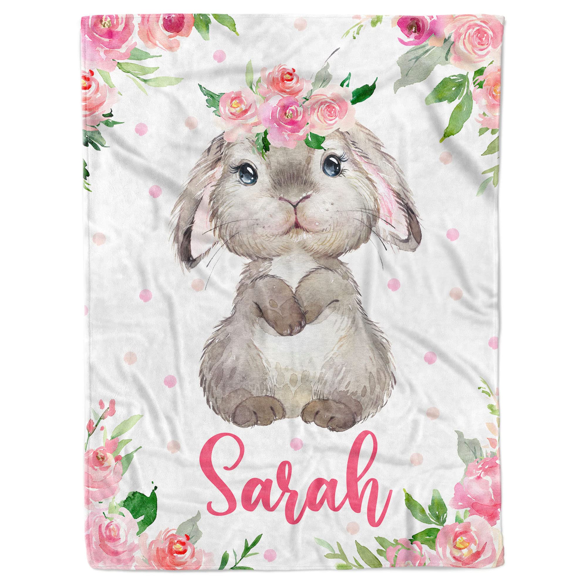 Personalized Baby Blankets for Girls - Custom Bunny Baby Blanket with Name - Soft & Cozy Newborn Blanket - Perfect Baby Shower Gift for Girls, Boys, Infants - Ideal for Nursery, Stroller, Travel & Photo Shoots