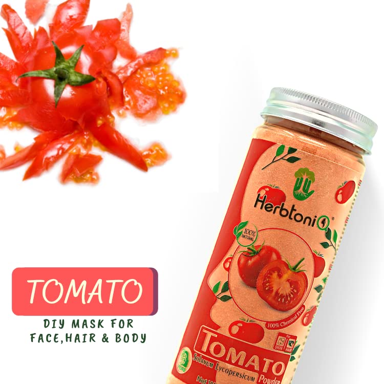 Herbtoniq 100% Pure & Natural Tomato Powder for DIY Face Masks, Ubtan, Face Wash & Body Scrubs | Unisex Tamatar Facepack Powder (200g) | Ideal for Glowing Skin, Hair Care & Homemade Beauty Treatments