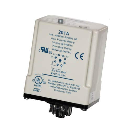 3 Phase SPDT Dual Range Plug-In Line Voltage Monitor (190-480V) - Industrial Power Protection for HVAC, Motors & Machinery