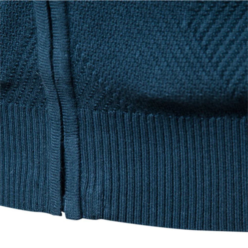 Men's Argyle Solid Color Cotton Cardigan - Casual Winter Zipper Sweater for Men | Warm & Stylish Basic Knitwear for Office, Outdoors & Daily Wear