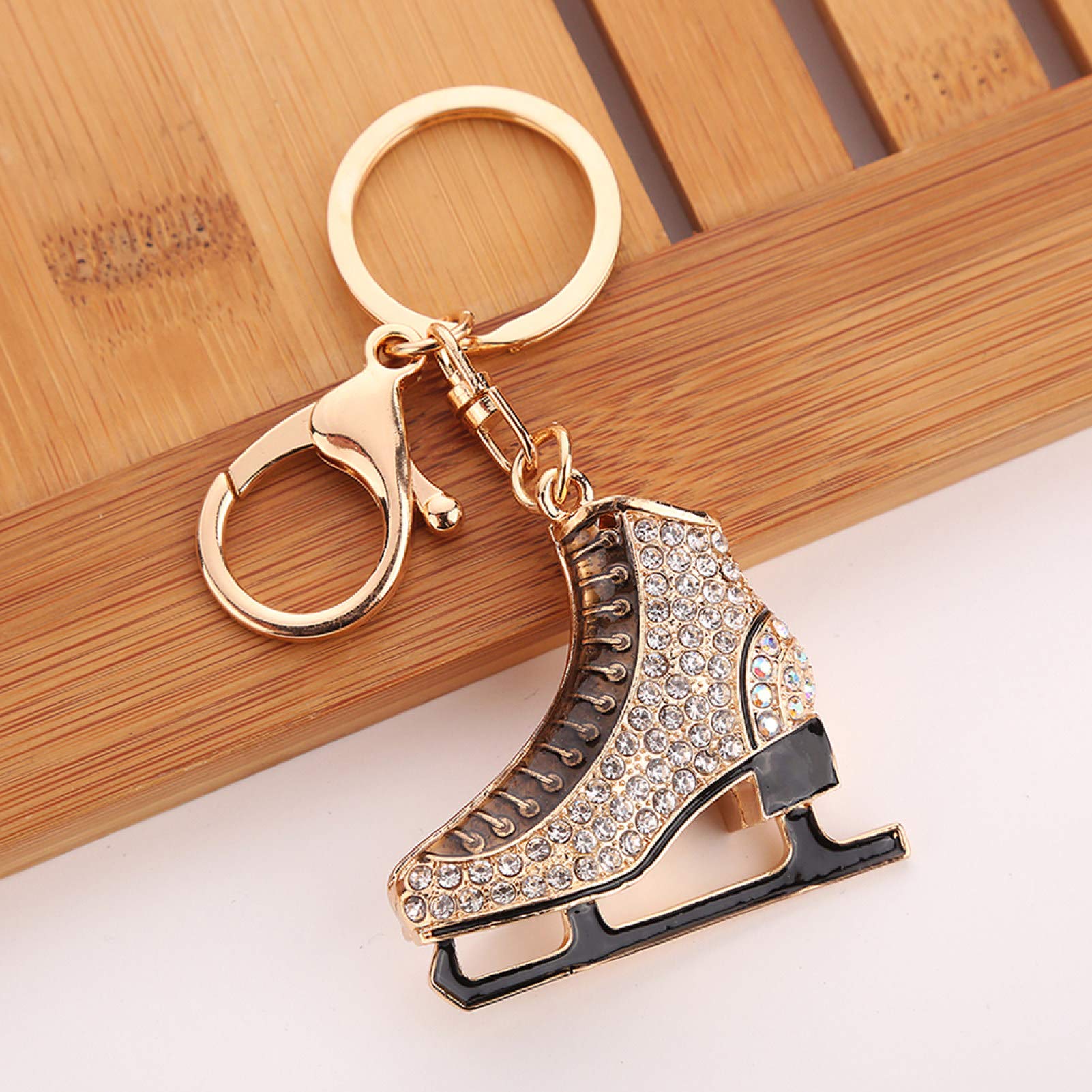Sparkling Rhinestone Ice Skating Shoe Keychain - Stylish Backpack & Car Key Accessory for Women & Men - Perfect for Winter Sports Enthusiasts & Fashion Lovers