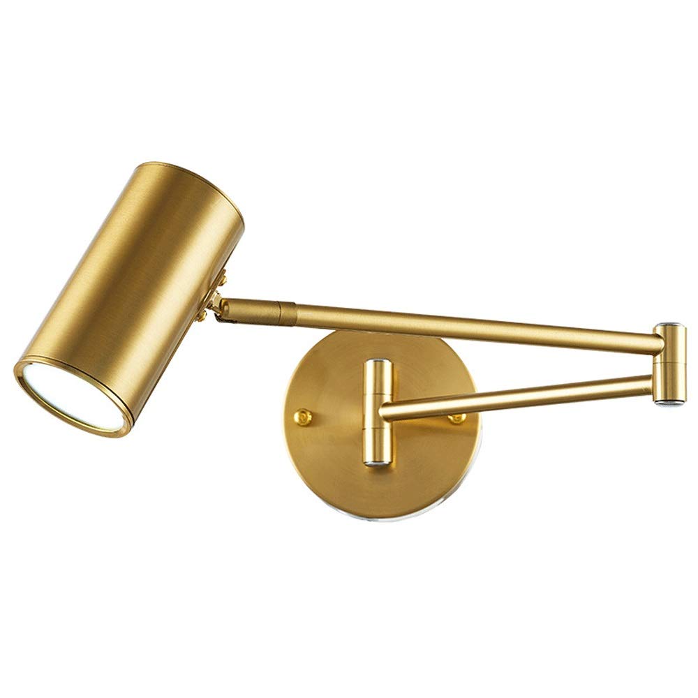 Adjustable Swing Arm LED Wall Sconce - Modern Industrial Reading Lamp with Folding Design, Golden Finish for Bedroom, Living Room & Office Lighting
