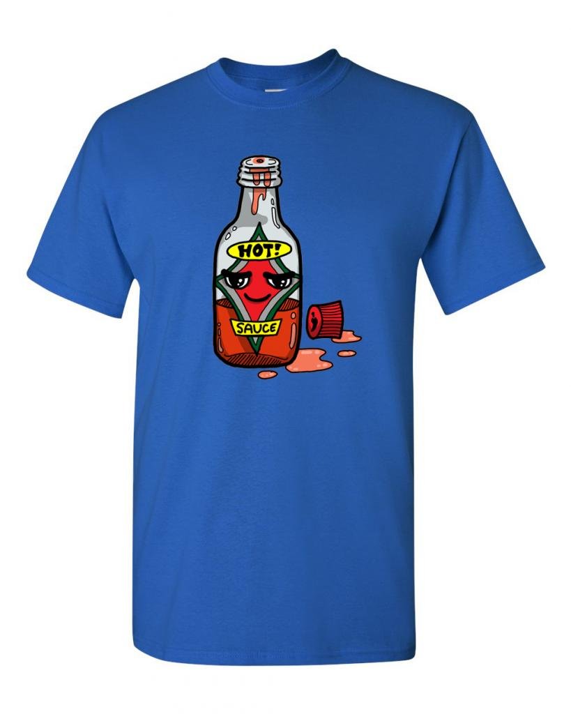 Funny Hot Sauce Bottle Graphic T-Shirt for Adults - Cool & Unique DT Tee - Perfect for Casual Wear, Gifts & Spicy Food Lovers