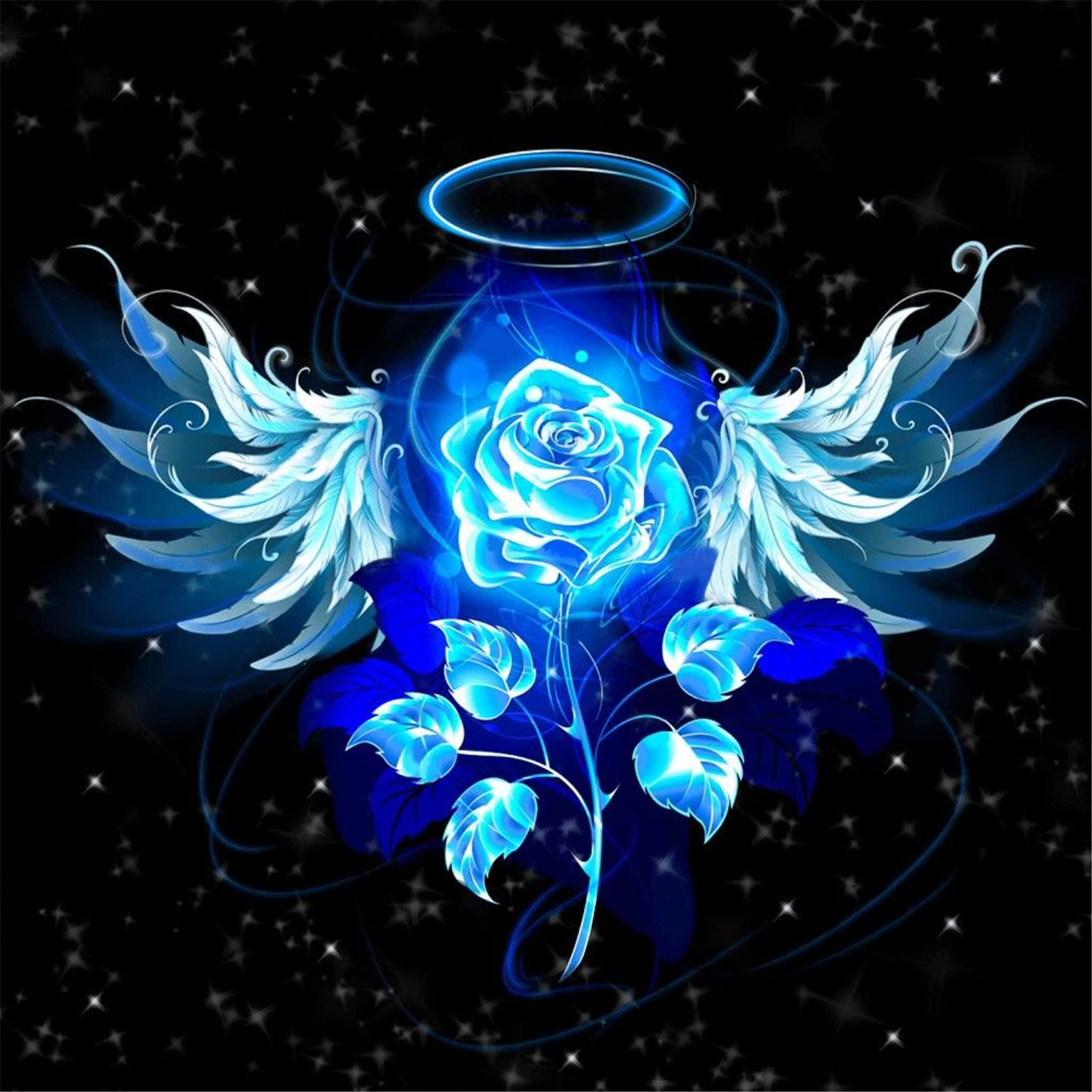 TROYSINC 5D Diamond Painting Kit for Adults - Blue Rose Flower 30x30cm Full Drill Round Crystal Art, DIY Wall Decor for Home & Office | Perfect Gift for Relaxation & Stress Relief
