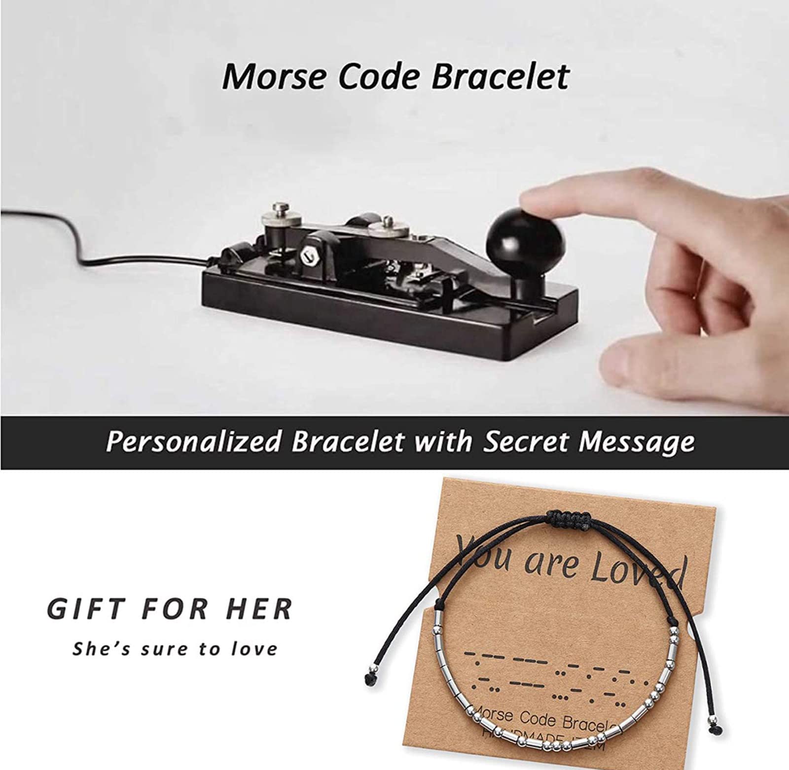 Custom Morse Code Bracelet - Personalized Adjustable String Bracelet with Inspirational Message - Unique Friendship Gift for Women, Girls, Mom & Family - Perfect for Birthdays, Anniversaries & Special Occasions