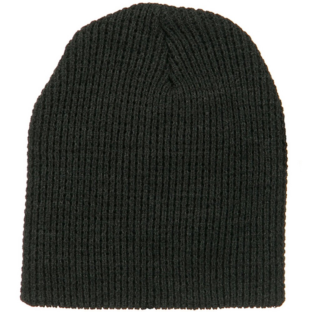 Artex Big Stretch Waffle Stitch Short Beanie for Men & Women - Soft Winter Hat in Charcoal Gray - Perfect for Skiing, Hiking and Cold Weather Activities