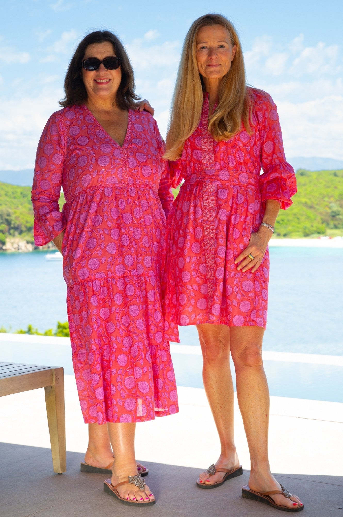 Hayden Block Print Dress in Mara Red & Pink | Floral Cotton Maxi Dress for Women | Perfect for Summer, Beach, and Boho Fashion
