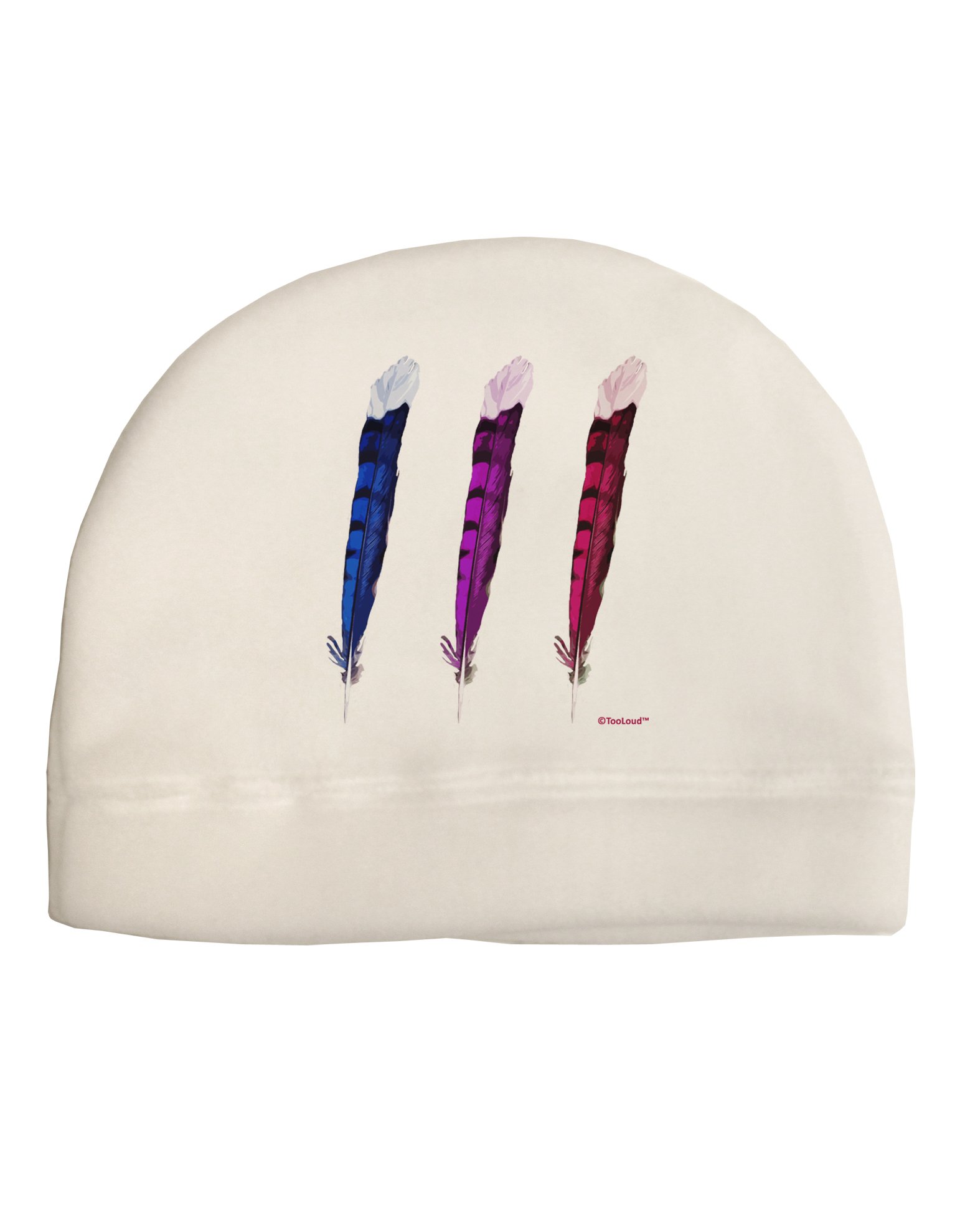 TooLoud Graphic Feather Design - Trio Feather Adult Fleece Beanie Winter Hat for Men & Women - Perfect for Skiing, Snowboarding & Cold Weather Outdoor Activities
