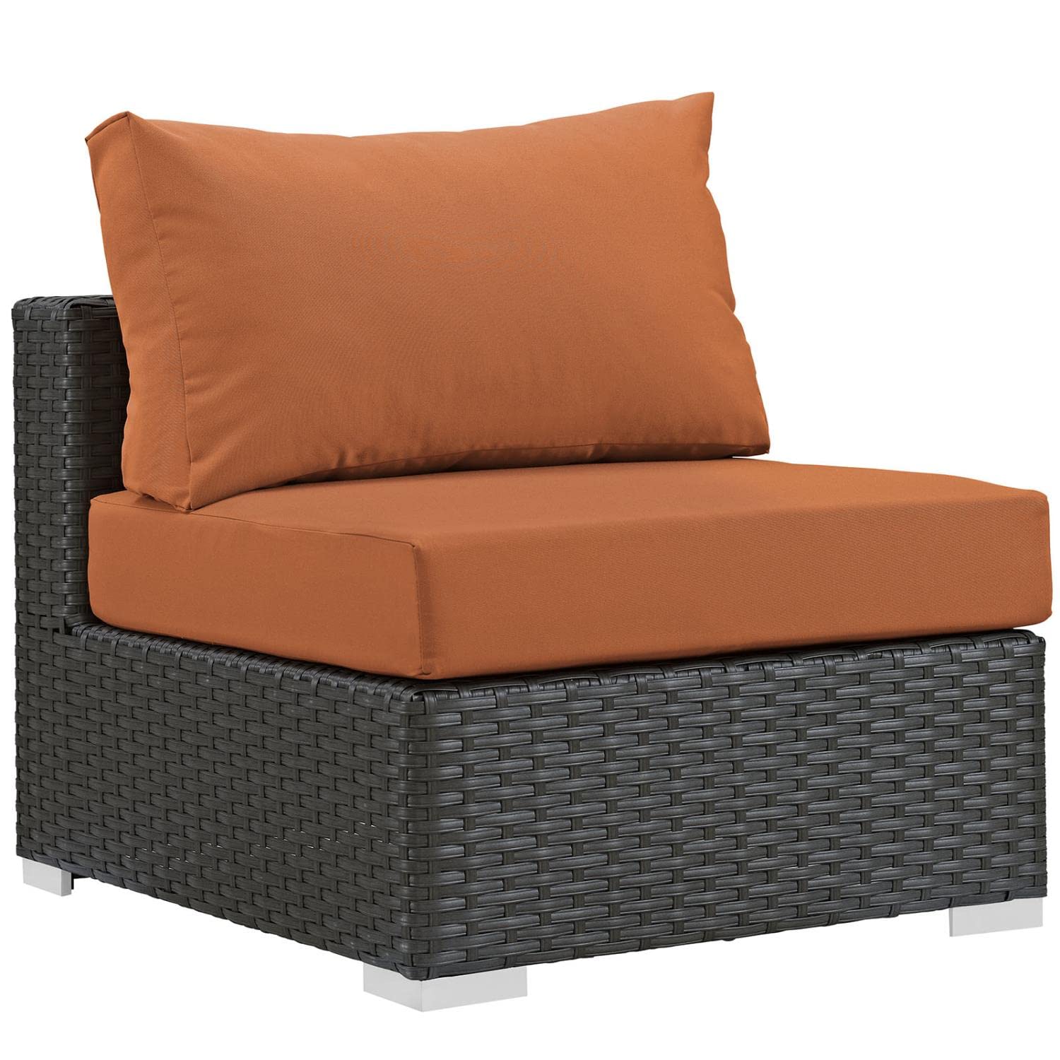 Modway Sojourn 7-Piece Outdoor Patio Sectional Set - Wicker Rattan Furniture with Sunbrella Canvas Cushions in Tuscan Beige - Perfect for Backyard, Garden, and Poolside Relaxation
