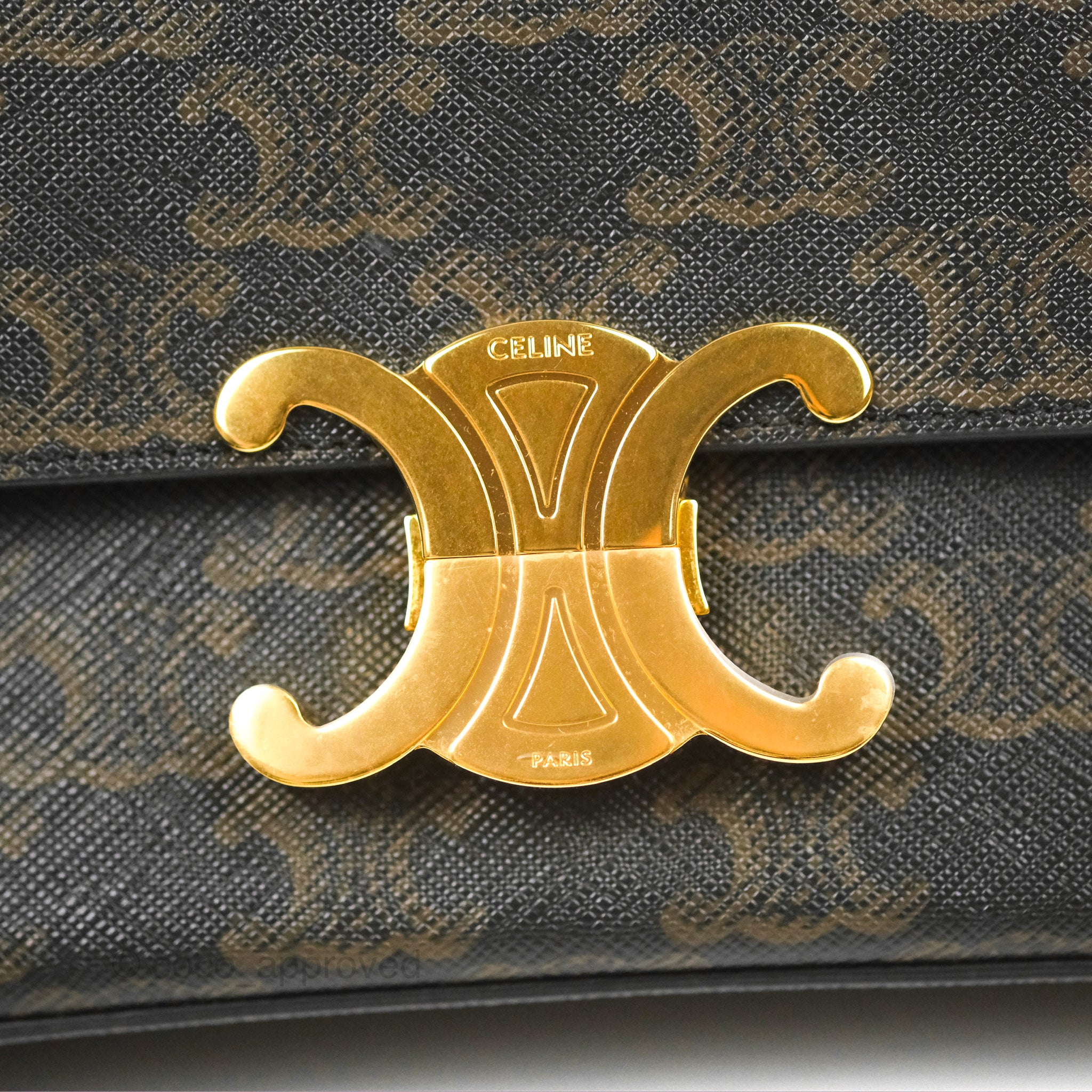 Celine Triomphe Shoulder Bag in Tan Calfskin & Triomphe Canvas - Stylish Crossbody Purse for Women, Perfect for Work, Travel & Everyday Use