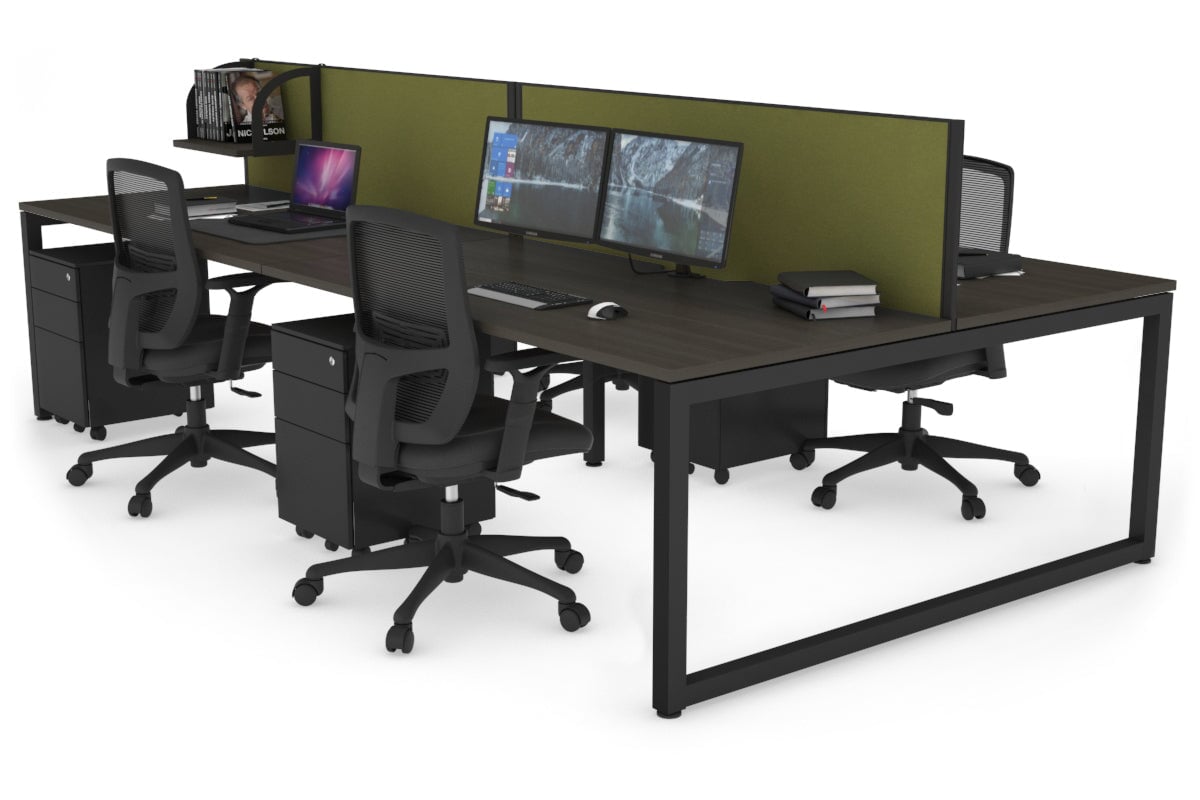 Quadro Loop Legs 4 Person Office Workstation - 1800L x 800W with Cable Management Scallop - Ideal for Collaborative Workspaces & Open Office Environments