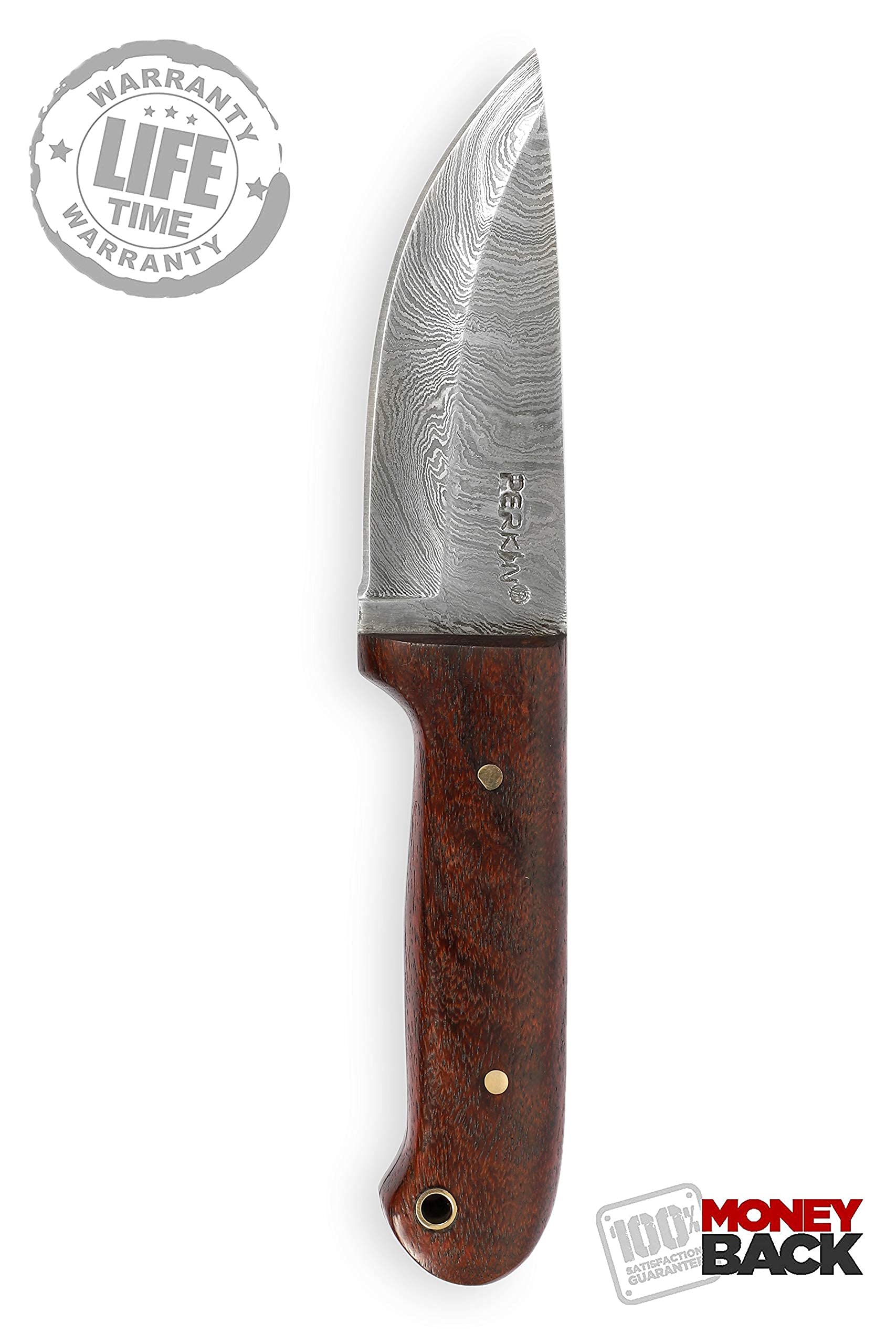 Premium Damascus Steel Hunting Knife - Handcrafted Bushcraft Knife with Leather Sheath & Sharpener - Perfect for Outdoor Camping, Survival & Hunting Adventures