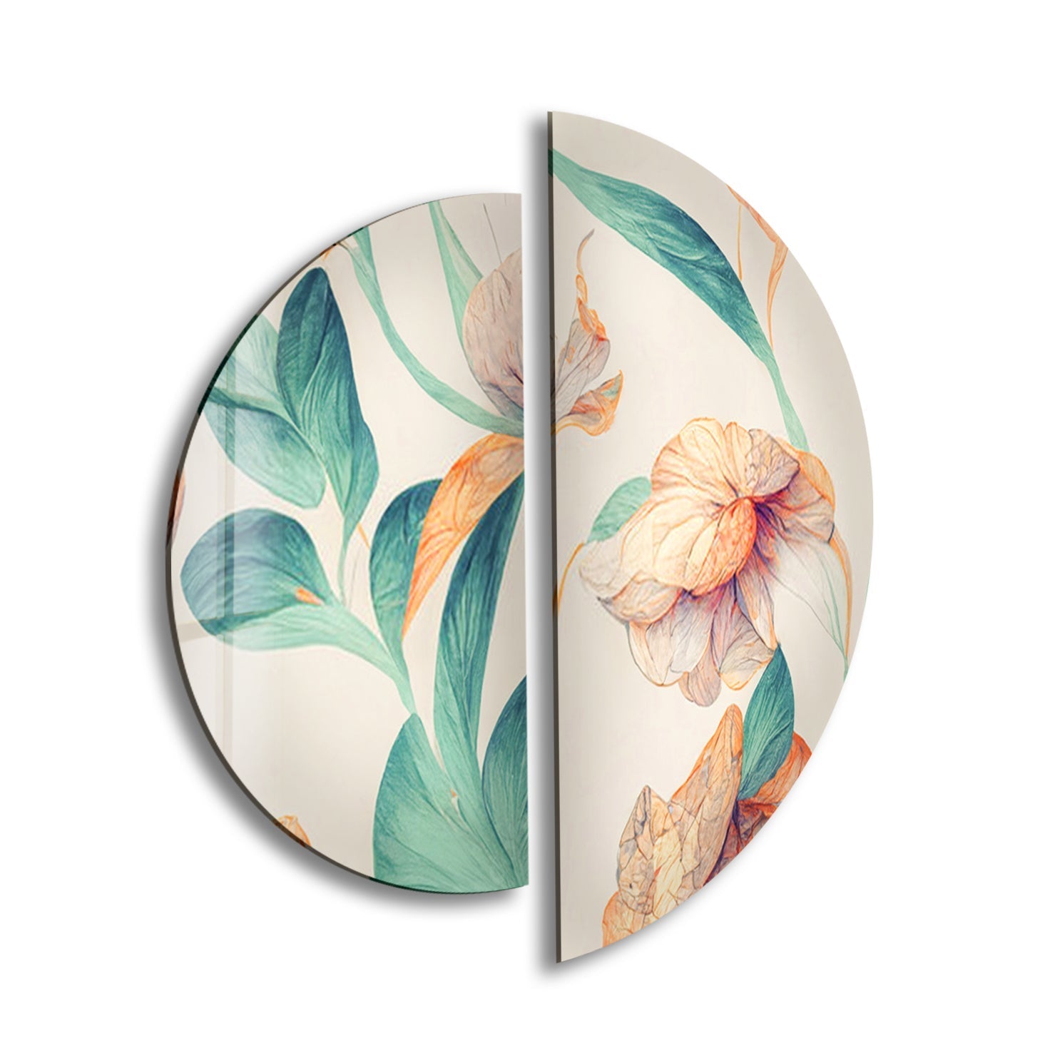2 Piece Blue & White Flower Glass Wall Art Set - Handmade Decorative Hanging Panels for Living Room, Bedroom & Office Decor - Perfect for Home, Apartment & Wedding Decorations