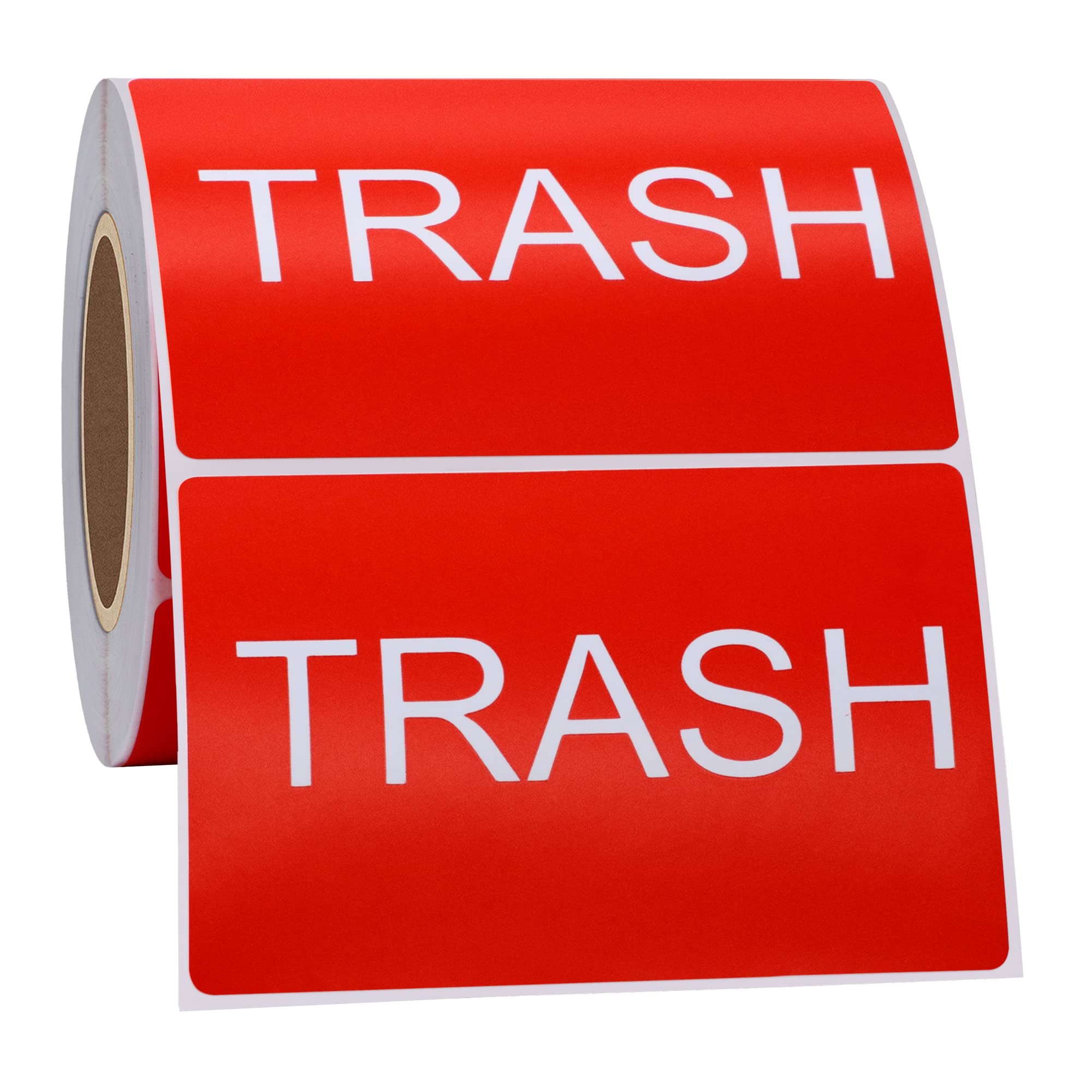 2×3 Inch Disposal & Trash Can Stickers - 300 Adhesive Labels Per Roll, Large Red Background with White Text | Perfect for Waste Bins, Recycling Containers & Office Organization