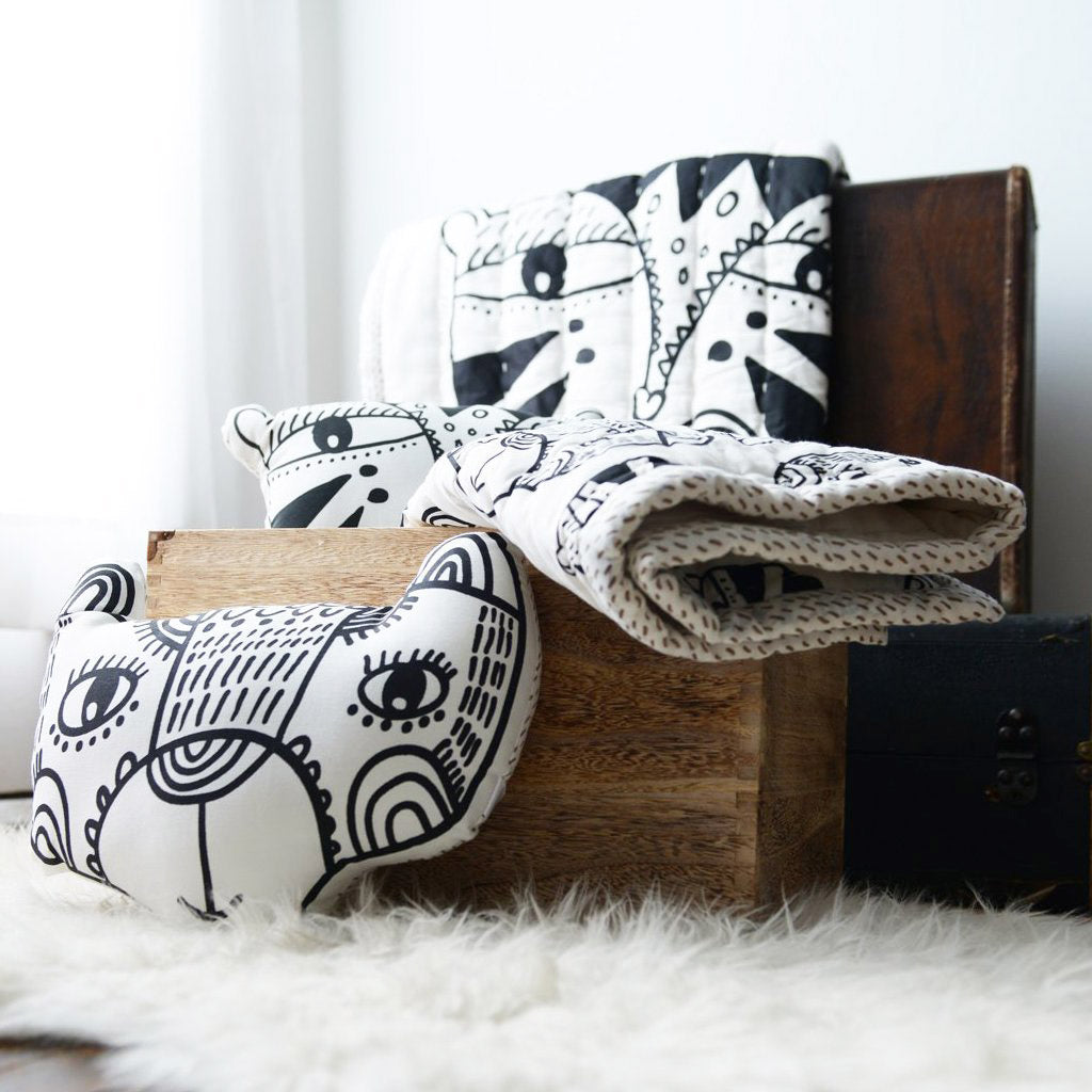 Wee Gallery Organic Cotton Penguin Throw Pillow - Soft & Eco-Friendly Decorative Cushion for Nursery, Living Room, or Bedroom Decor