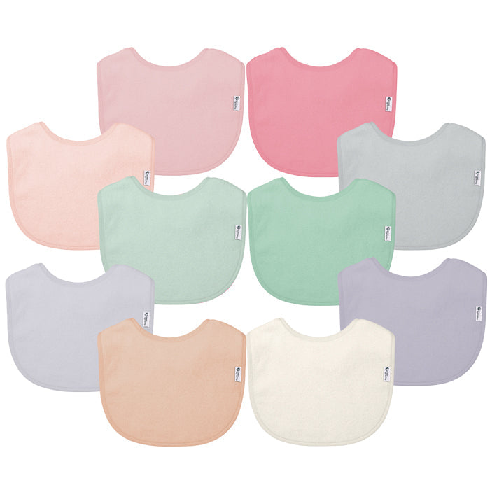 Waterproof Stay Dry Everyday Bibs for Babies - 10 Pack - Soft & Absorbent for Feeding, Mealtime, and Drool Protection