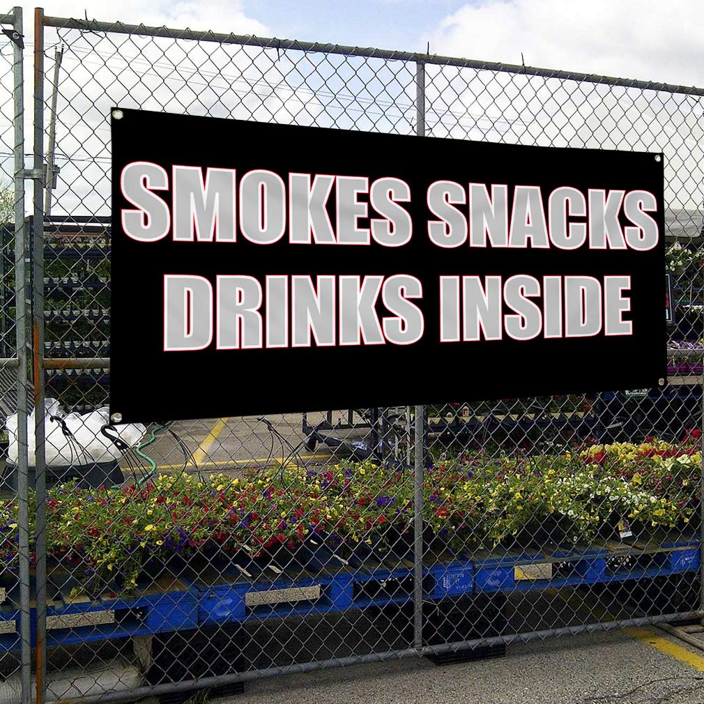 **Heavy-Duty Vinyl Banner - 60x144 Inches, Weatherproof, 10 Grommets - Ideal for Restaurant, Food, Snacks & Drinks Signage - Perfect for Outdoor, Industrial & Yard Use**