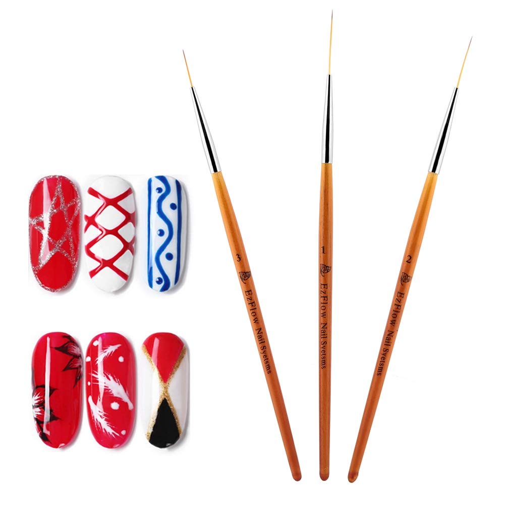Winstonia 3Pcs Nail Art Brush Set - Professional Liner, Dotting & Drawing Tools for DIY Nail Designs | Perfect for Salon, Home Manicures & Creative Nail Art
