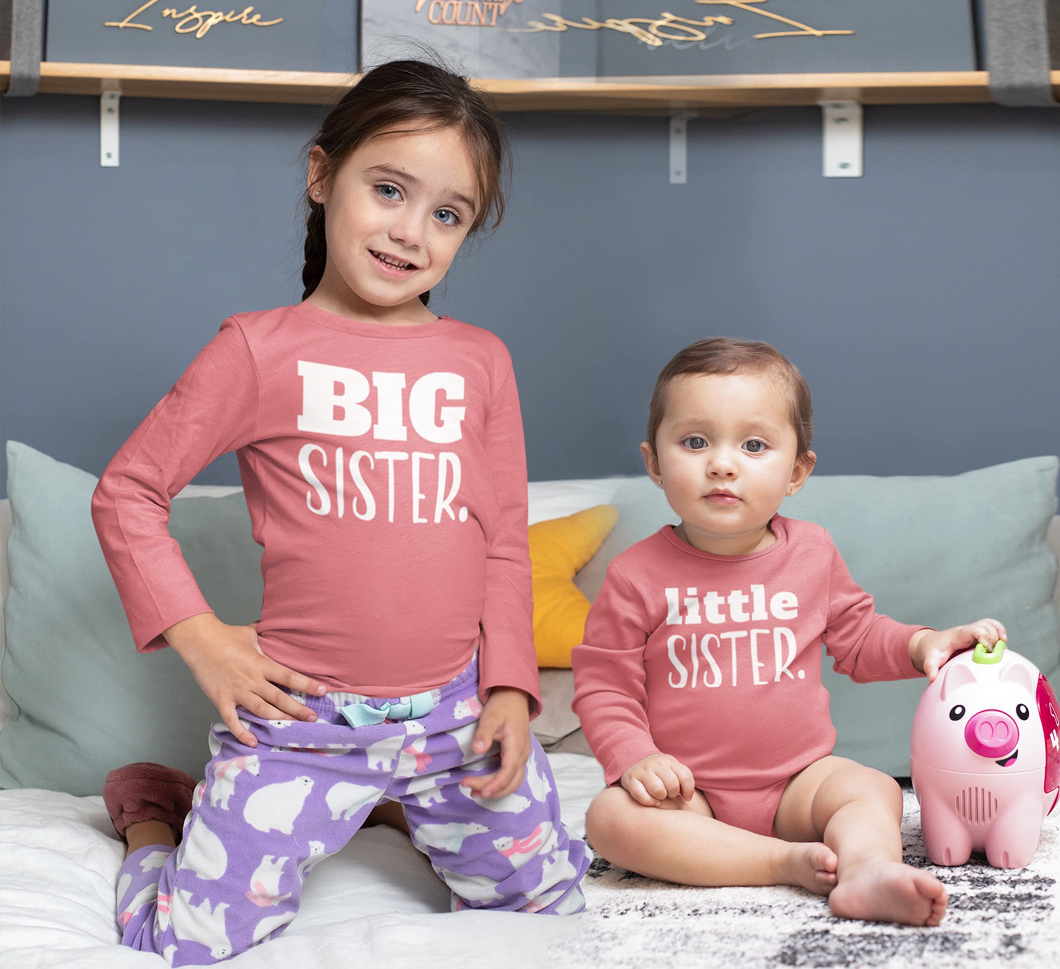Big Sister Little Sister Matching Outfits - Cute Shirt Gift Set for Girls & Newborn Baby - Perfect for Sibling Photos, Family Events & Special Occasions