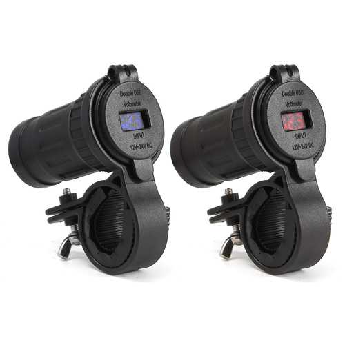 12V/24V Waterproof Dual USB Car Charger with LED Digital Voltmeter - Fast Charging for iPhone X, Samsung & More - Perfect for Road Trips & Travel Accessories