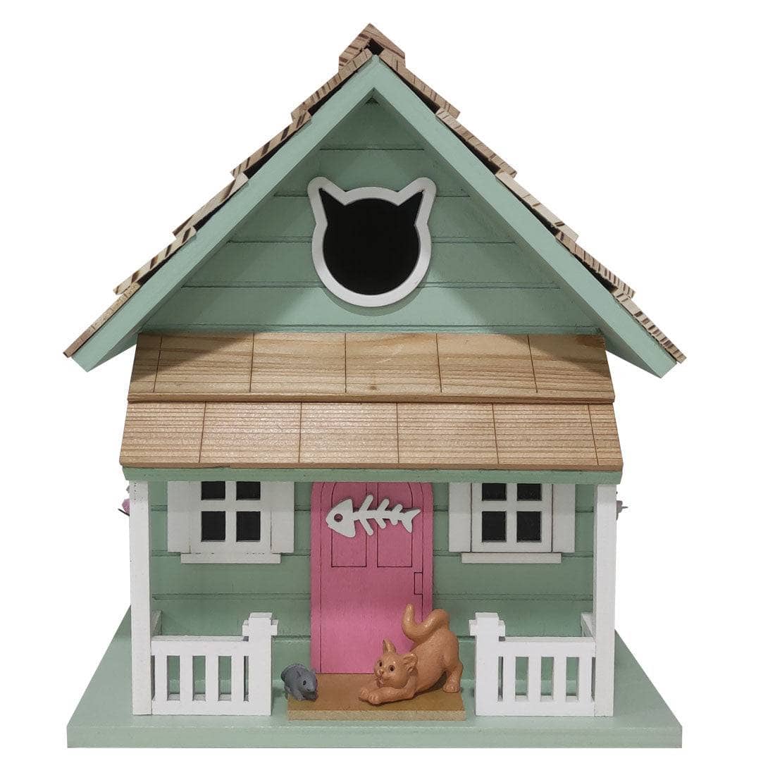 Kitty Bird Cottage - Cozy Green Pet House for Cats & Small Birds - Perfect for Indoor & Outdoor Use