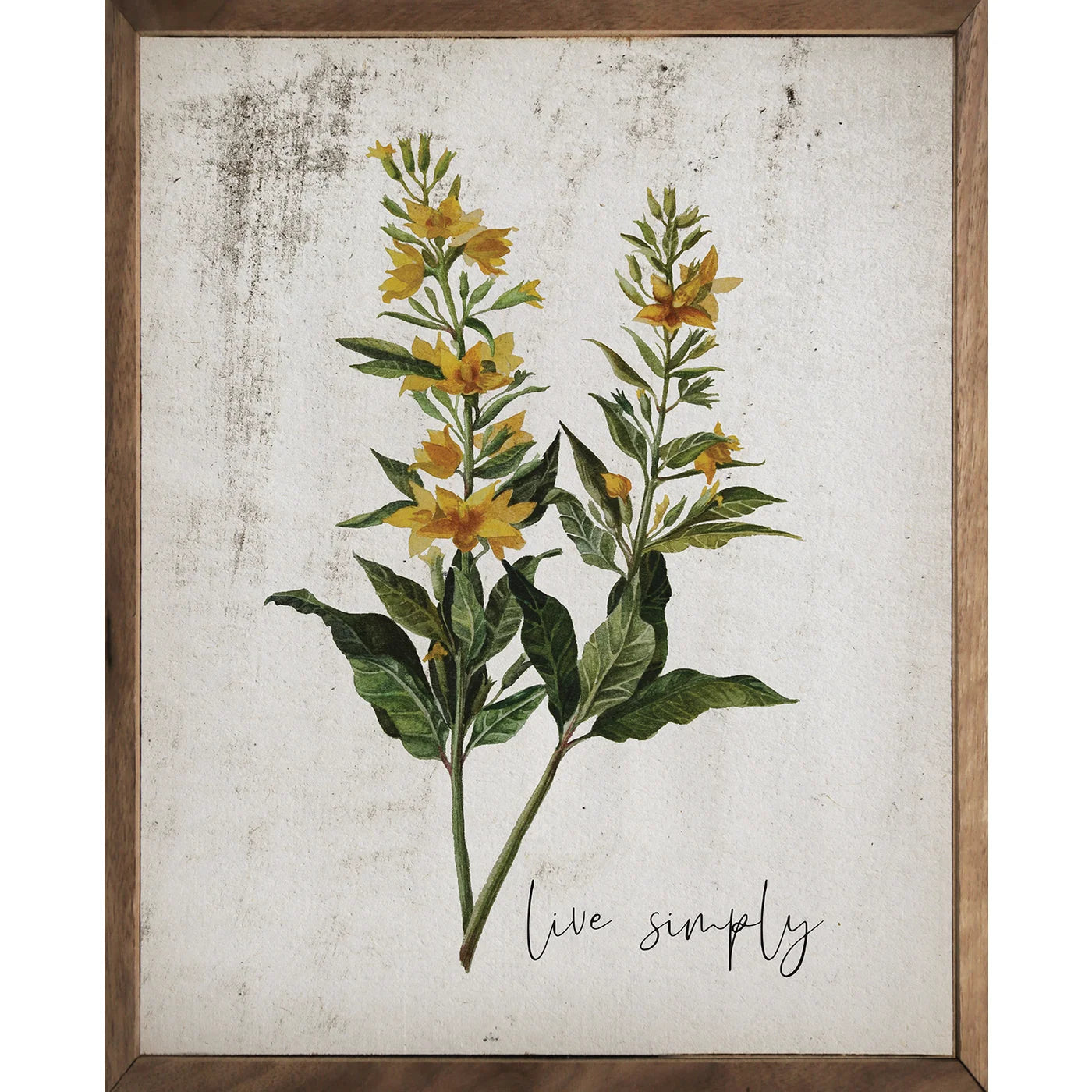 Live Simply Florals Whitewash Wood Framed Print - Elegant Botanical Wall Art for Home & Office Decor | Perfect for Living Room, Bedroom, Kitchen & Office Spaces