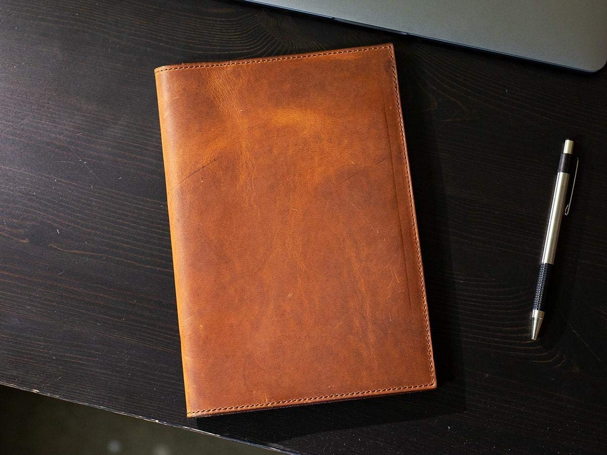 Premium Horween Dublin Leather Cover for Staples Notepads - Natural Full-Grain Leather Notebook Protector | Perfect for Office, Journaling & Business Meetings