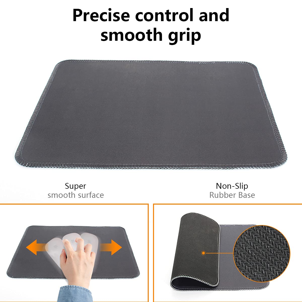 Qisan Non-Slip Rubber Base Gaming Mouse Pad - Foldable, Comfortable Mouse Mat for PC, Laptop, Keyboard - High Resolution Rectangle Computer Mouse Pad for Office, Gaming & Work (Dark Gray)