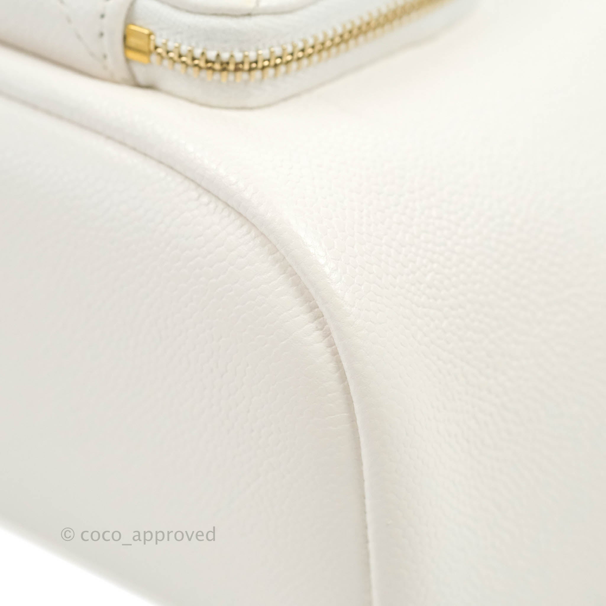 Chanel Business Affinity Drawstring Bucket Bag in White Caviar Leather with Gold Hardware - Perfect for Work, Travel & Everyday Luxury
