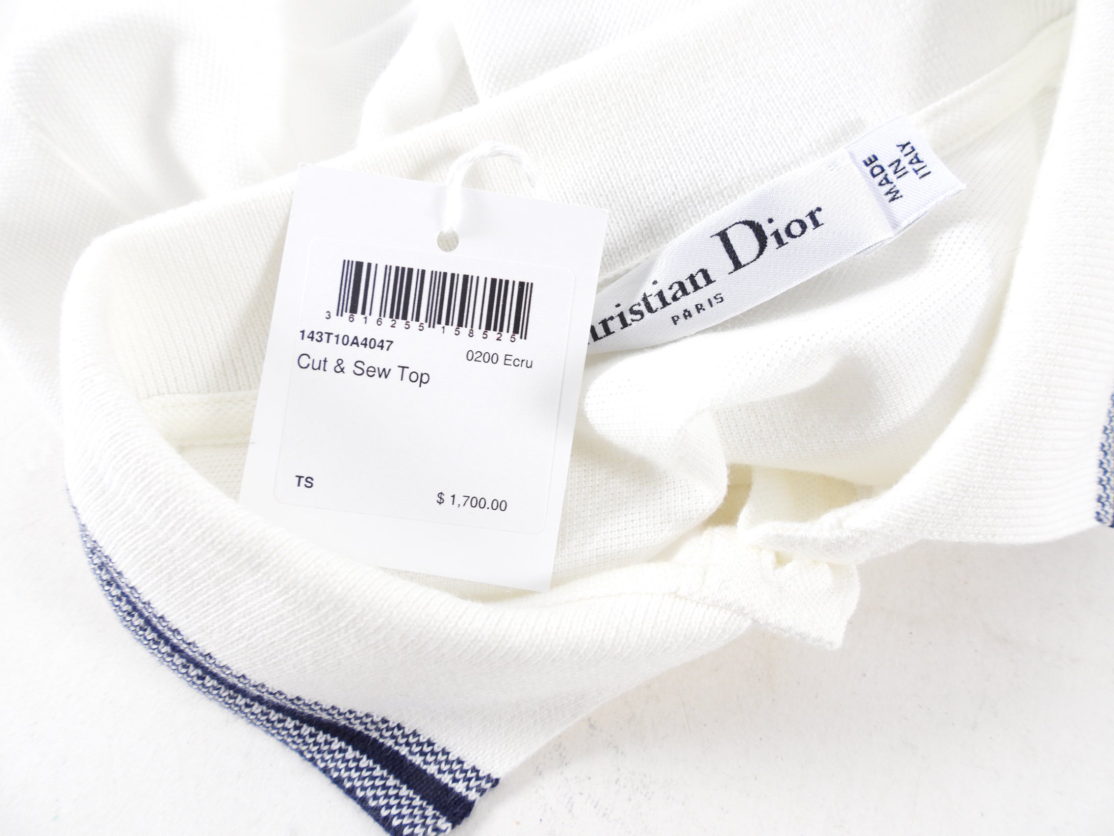 Christian Dior Men's White & Navy Blue Logo Polo Shirt - Slim Fit Cotton Casual Top for Golf, Business & Summer Outfits